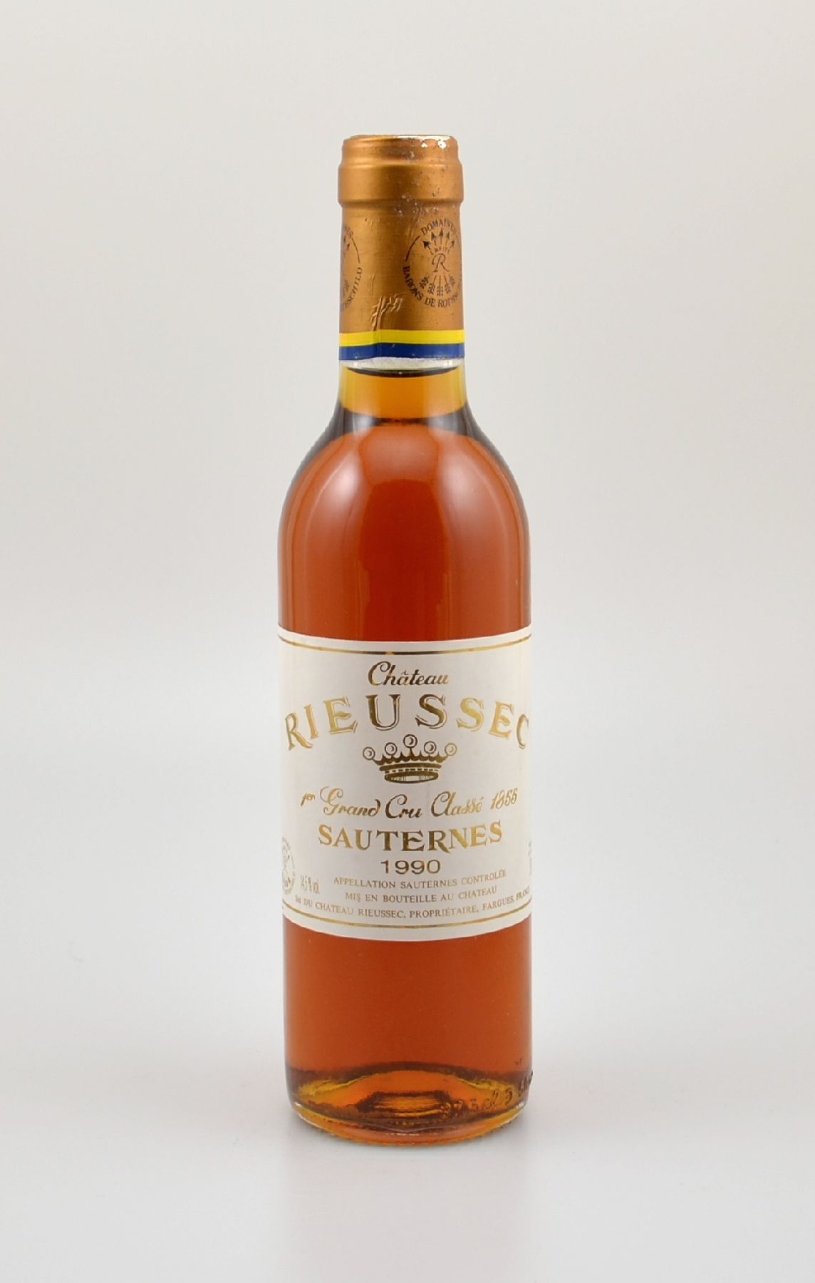 3 halbe Flaschen 1990 Chateau Rieussec, Sauternes 1er Grand Cru Classe, je ca. 37,5 cl, Füllstände: je into neck, hervorragende ...