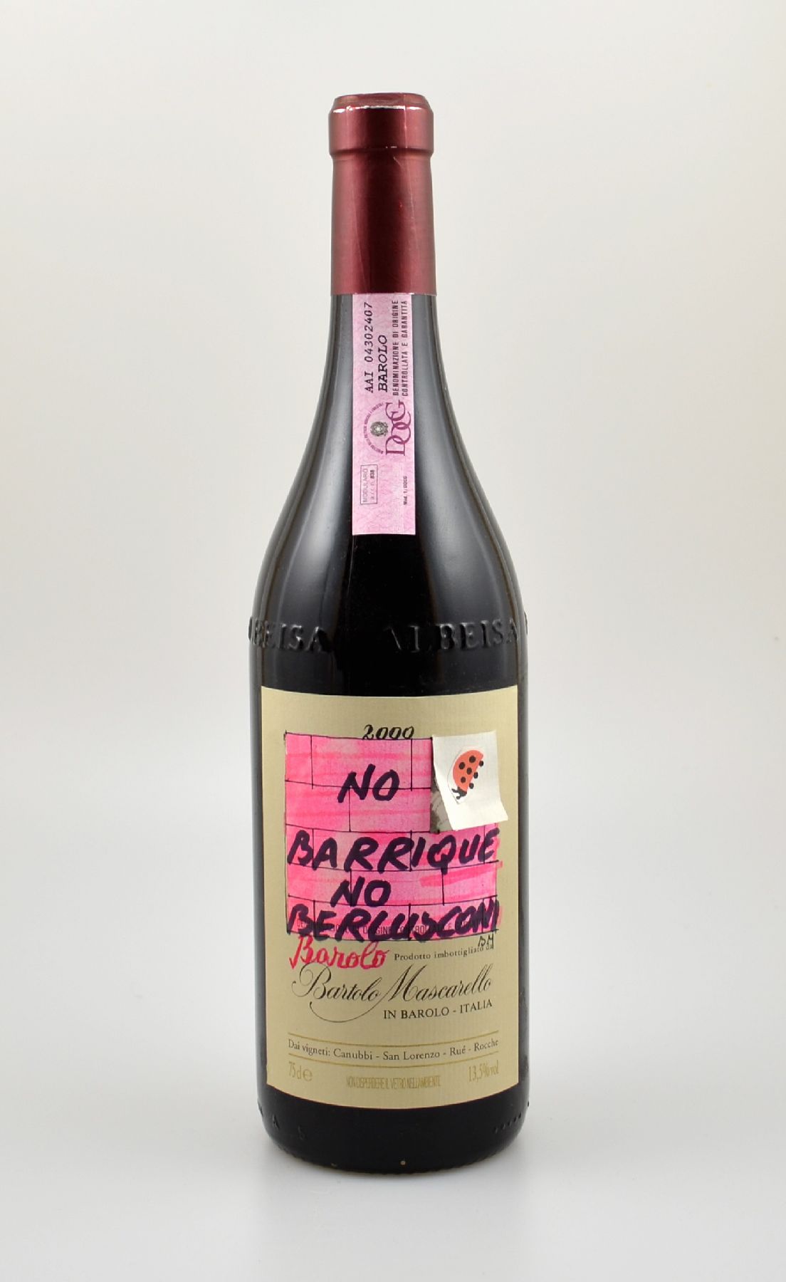 1 Flasche 2000er Bartolo Mascarello, Barolo, DOCG, ca. 75 cl, 13,5 % Vol., Abstand zwischen Kapsel und Wein: ca. 1,5 cm, hervorragender ...