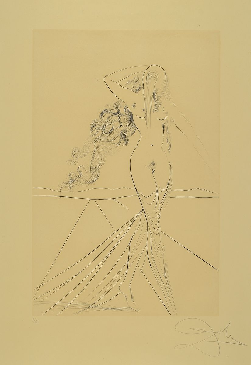 Salvador Dali, 1904-1989, Venus, Kaltnadelradierung von 1974, handsigniert, num. 7/75, ca. 58x38cm, u.Gl., R. ca. 87x66cm, WVZ Michler/Löpsinger Nr. ...