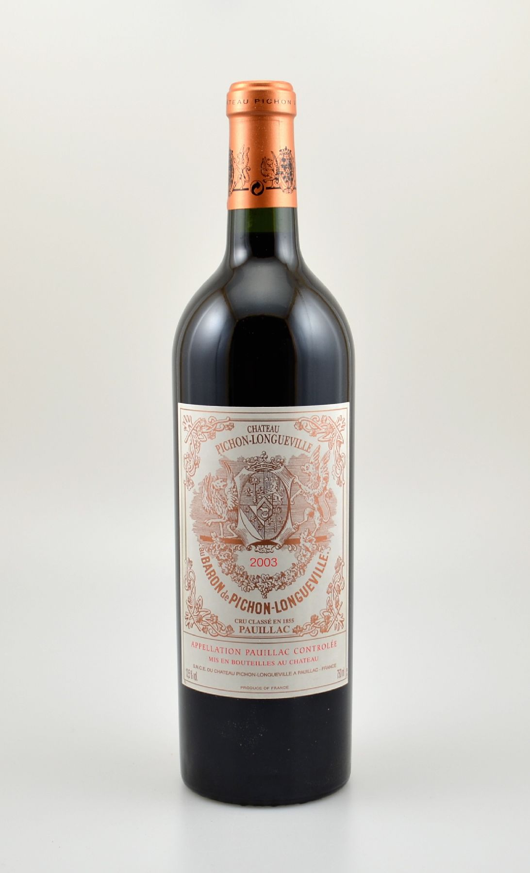 6 Flaschen 2003 Chateau Pichon Longueville au Baron de Pichon Longueville, Pauillac, Grand Cru Classe, je ca. 75 cl, 13,5 % Vol., Füllstände: je ...
