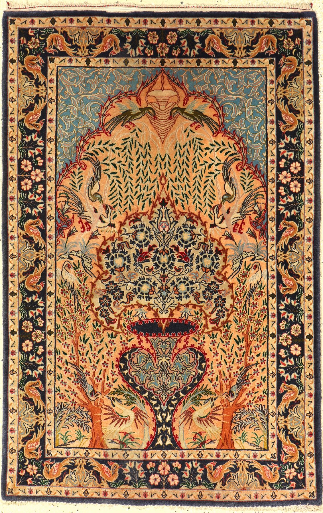Esfahan fein, Persien, ca. 30 Jahre, Korkwolle auf Seide, ca. 109 x 71 cm, EHZ: 2