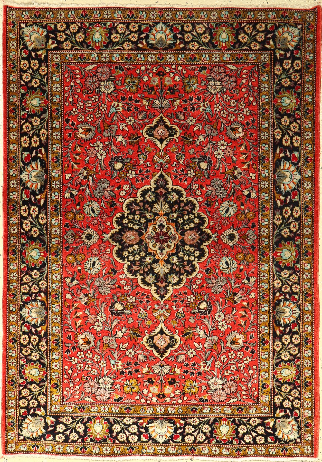 Seiden Ghom, Persien, ca. 40 Jahre, reine Naturseide, ca. 154 x 109 cm, EHZ: 2-3