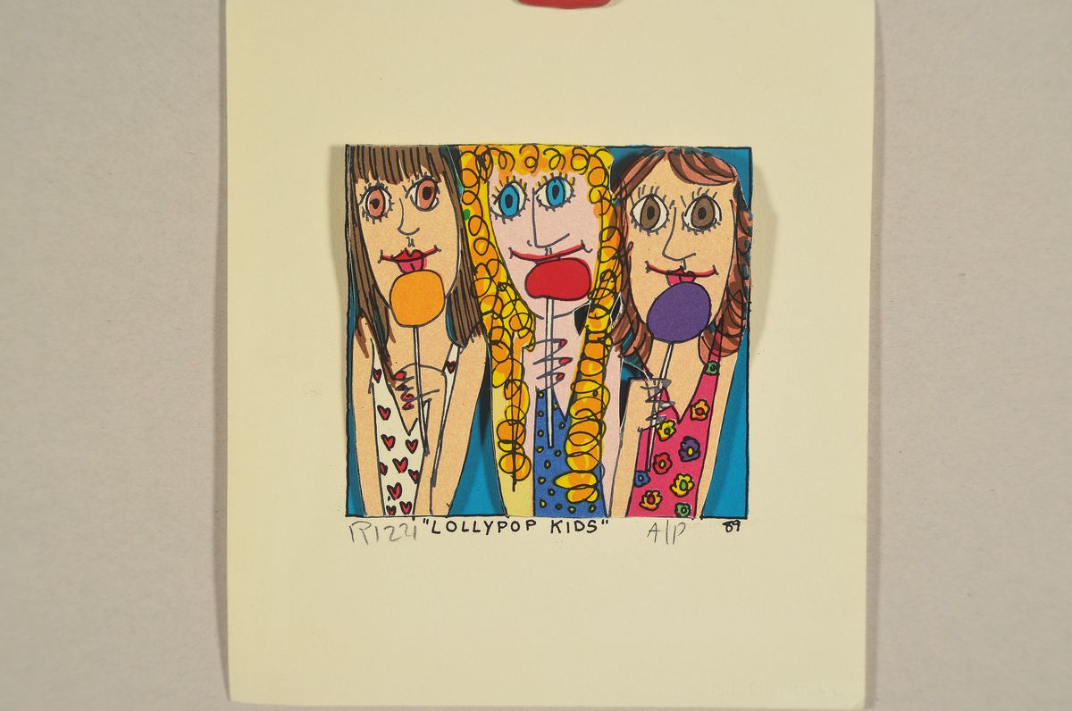 Detail k: James Rizzi, 1950-2011, Lollypop Kids, 3D-Konstruktion, sign., num. A/P, dat. 89, gesamt ca. 15x13,5 cm