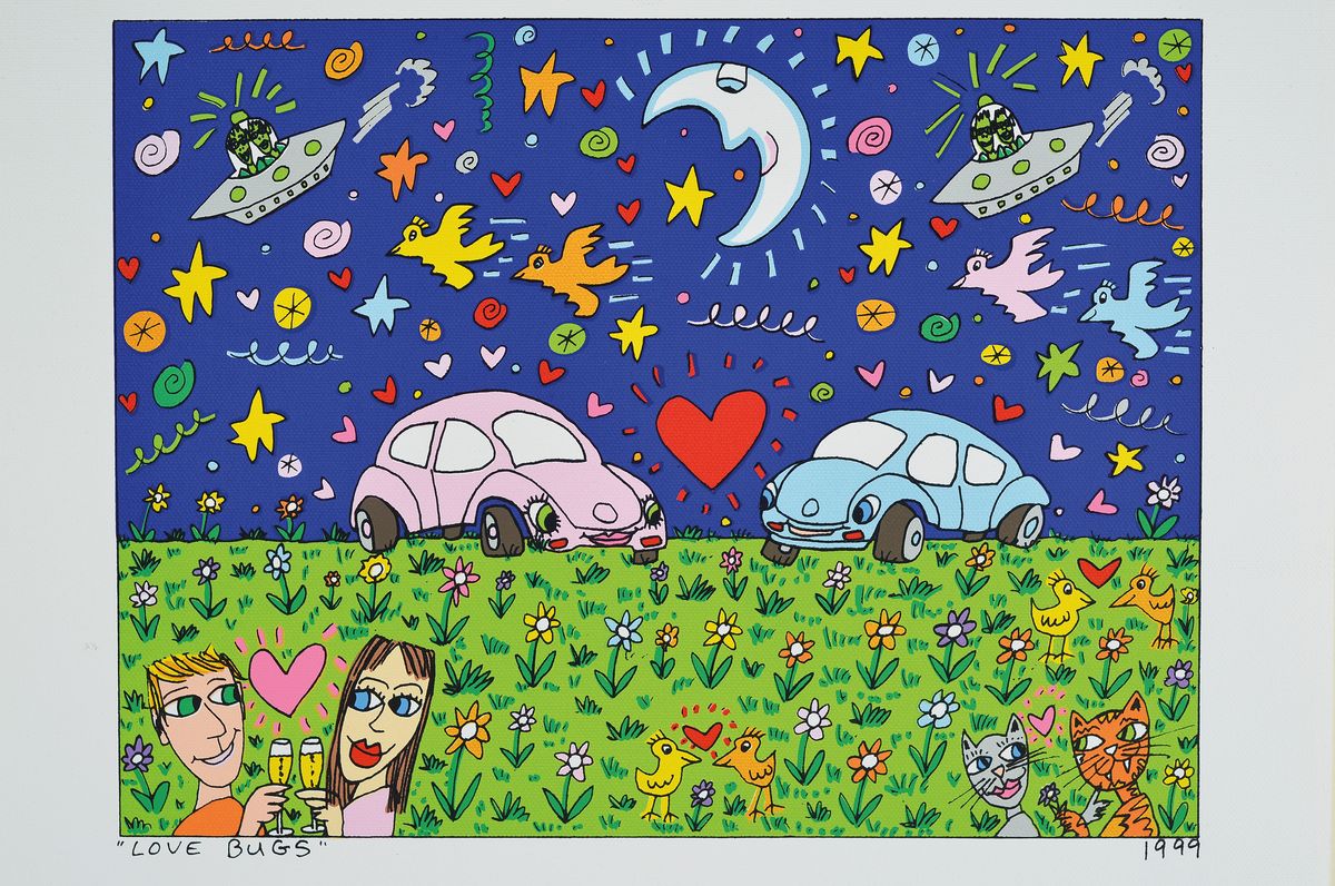 Detail k: James Rizzi, 1950-2011, love Bugs, Lithografie/Lwd, dat. 1999, Motiv ca. 22,5x30 cm, gesamt ca. 30,5x38 cm