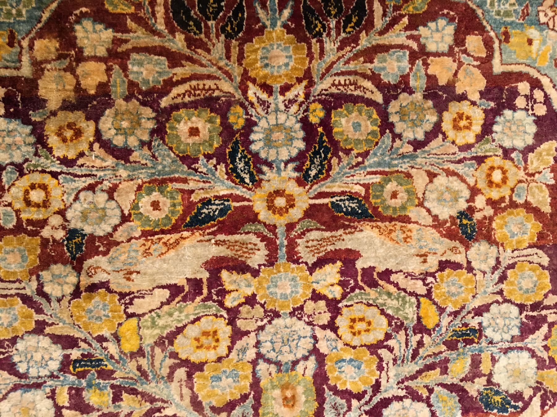 Detail f: Feiner Seiden Täbriz antik "Auftragsarbeit", Nordwestpersien, Ende 19.Jhd., reine Naturseide. Seiden Täbriz mit Aufragskartusche ...