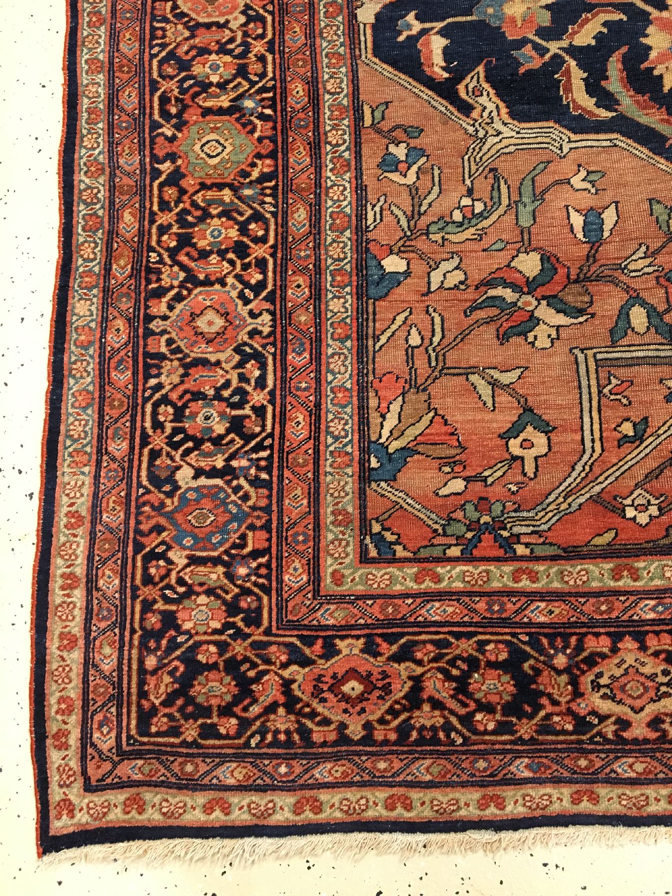 Detail f: Großer Farahan antik, Westpersien, 19.Jhd.,Wolle geknüpft auf Baumwolle. Dekorativer großformatiger Farahan mit klassichem Medaillon Muster auf ...