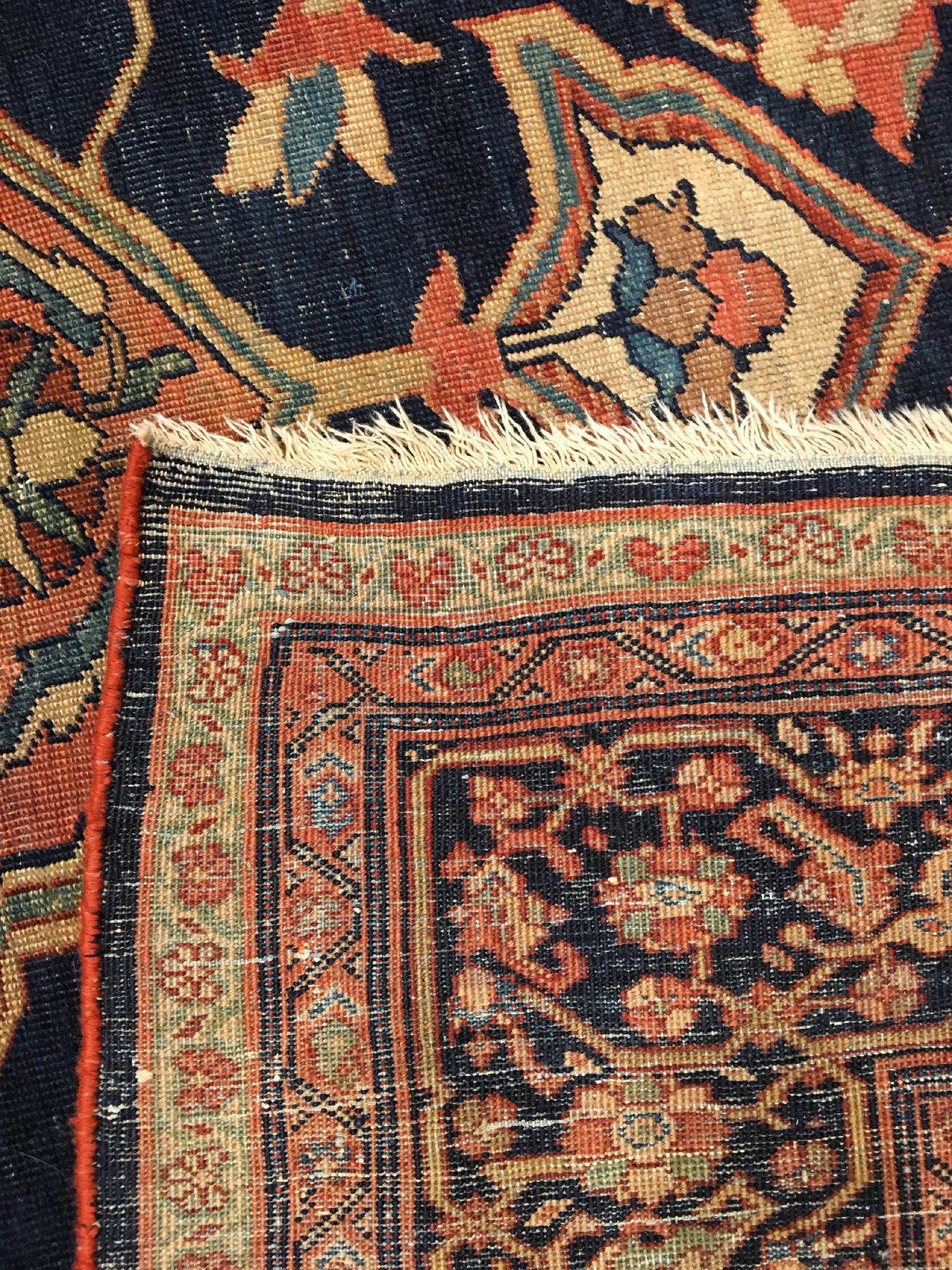 Detail g: Großer Farahan antik, Westpersien, 19.Jhd.,Wolle geknüpft auf Baumwolle. Dekorativer großformatiger Farahan mit klassichem Medaillon Muster auf ...