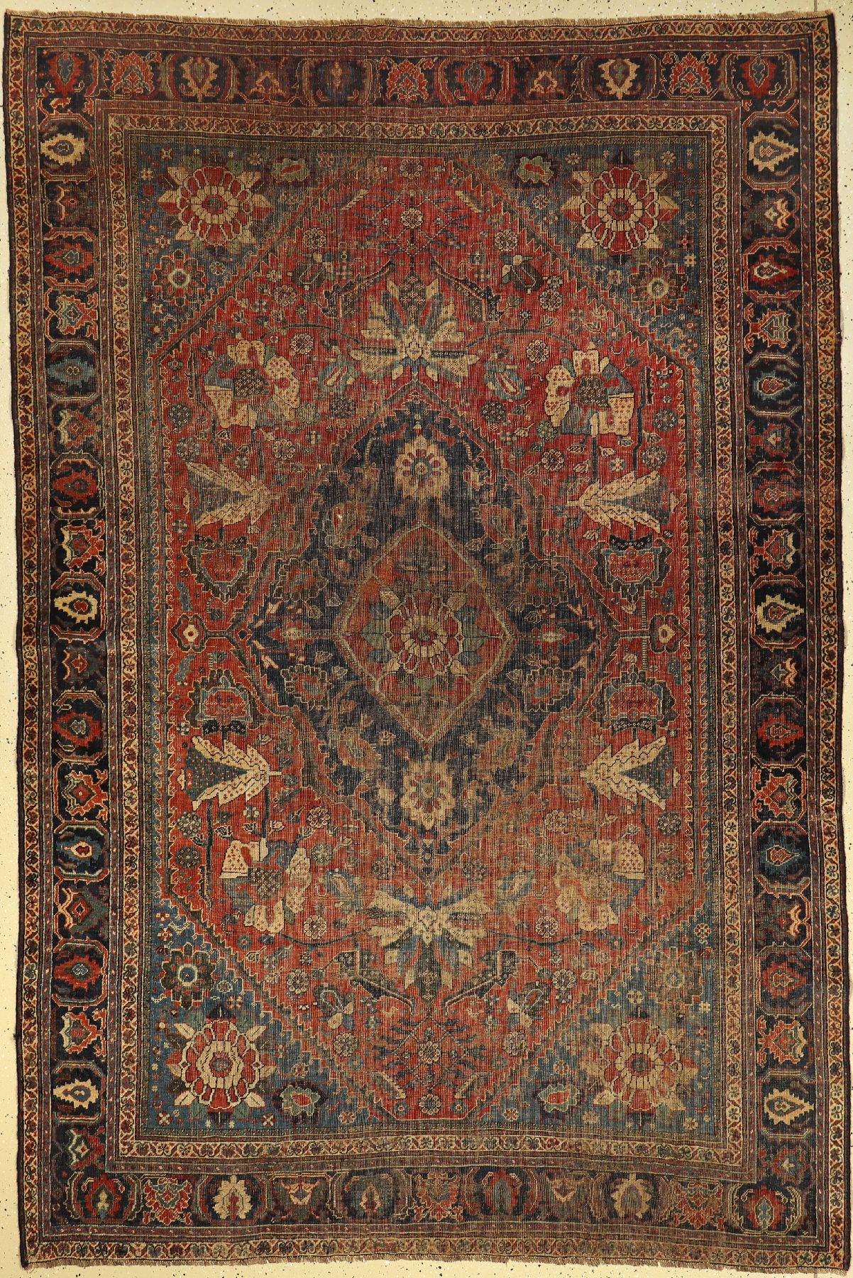 Shiraz antik, Persien, 19.Jhd., Wolle auf Wolle, ca. 274 x 182 cm, EHZ: 4-5