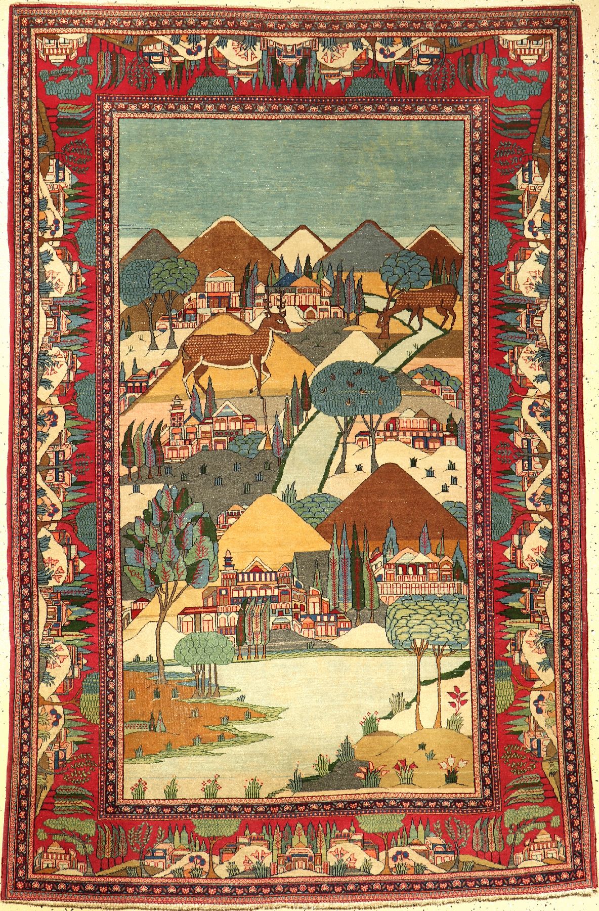 Keschan Kork alt, Persien, Bildteppich, um 1930/1940, Korkwolle, ca. 202 x 130 cm, EHZ: 3