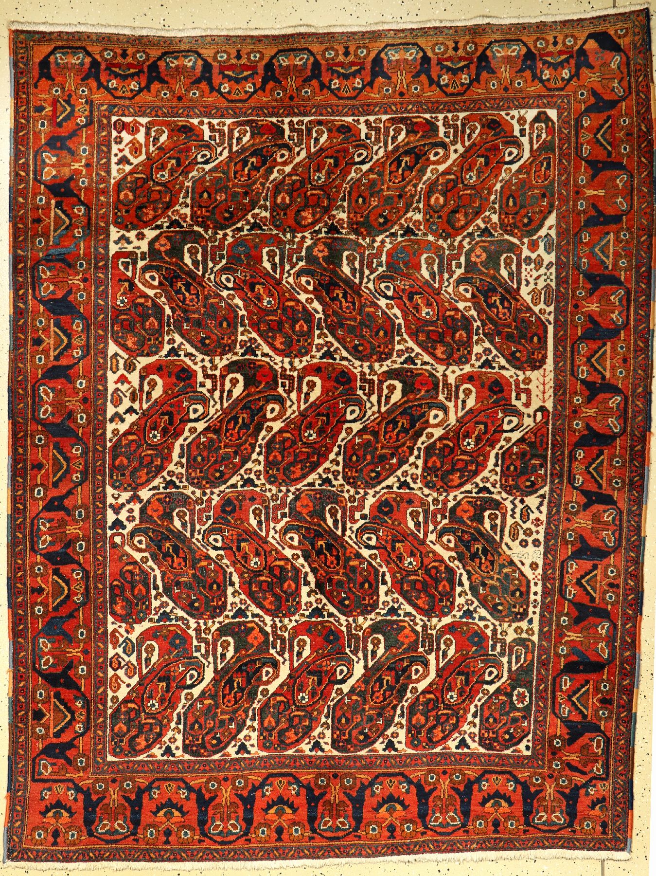 Afshar alt, Persien, um 1910/1920, Wolle auf Baumwolle, ca. 203 x 160 cm, Mother-Doughter Boteh, EHZ: 2-3