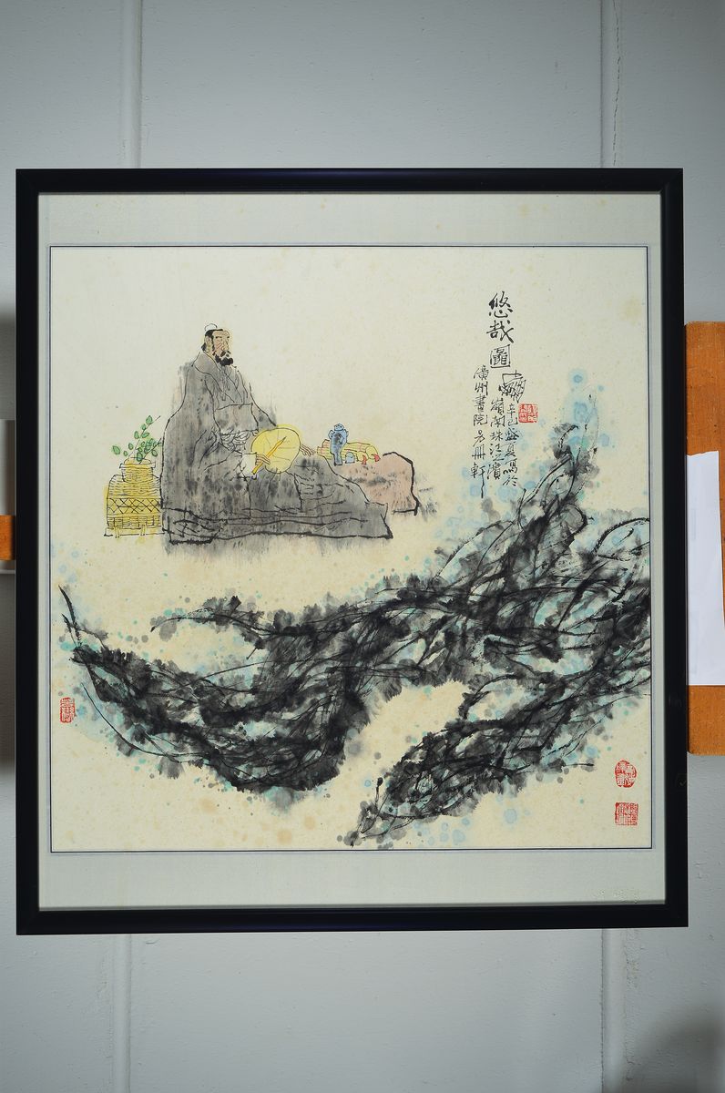 Detail k: Zhang Zhizhong, Künstler aus Beeing, Dozent an der Beijing Language and Culture University, Ausstellung 2003 in Germersheim, hier: Tuschezeichnung ...