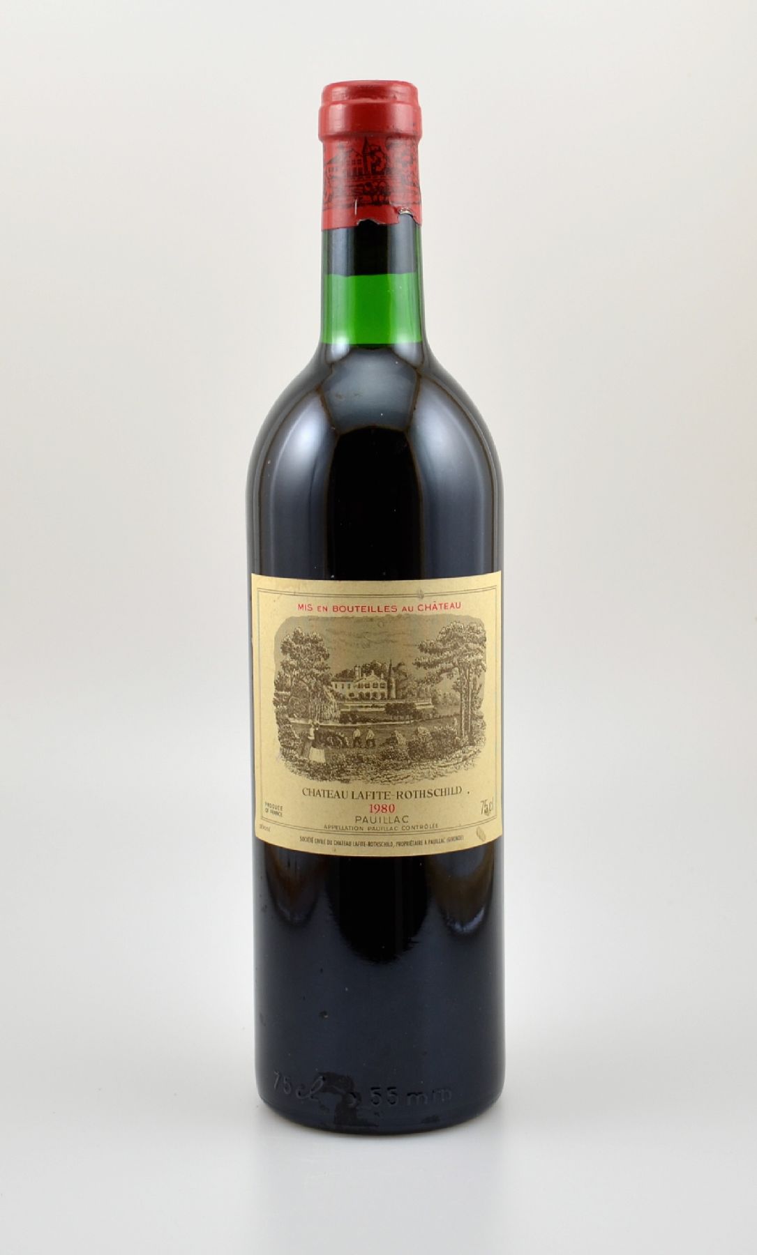 1 Flasche 1980 Chateau Lafite Rothschild, Pauillac, Premier Grand Cru Classe, ca. 75 cl,Füllstand: into neck, Kapsel min. besch, unverkostet, ...