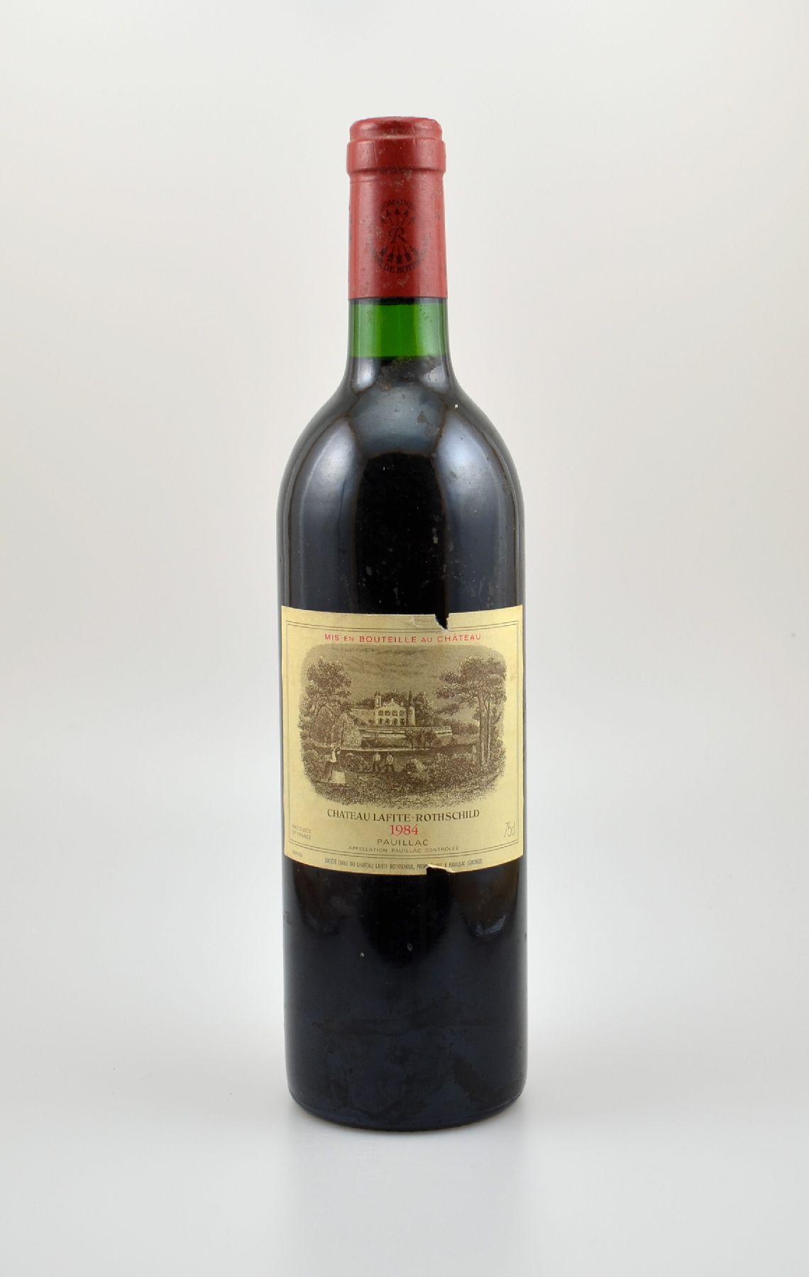 1 Flasche 1984 Chateau Lafite Rothschild, Pauillac, Premier Grand Cru Classe, ca. 75 cl, Füllstand: ca. into neck, Etikett l. besch., unverkostet, ...