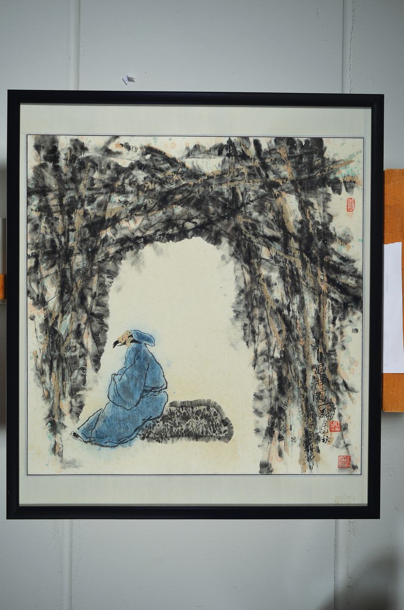 Detail k: Zhang Zhizhong, Künstler aus Beeing, Dozent an der Beijing Language and Culture University, Ausstellung 2003 in Germersheim, hier: Tuschezeichnung ...