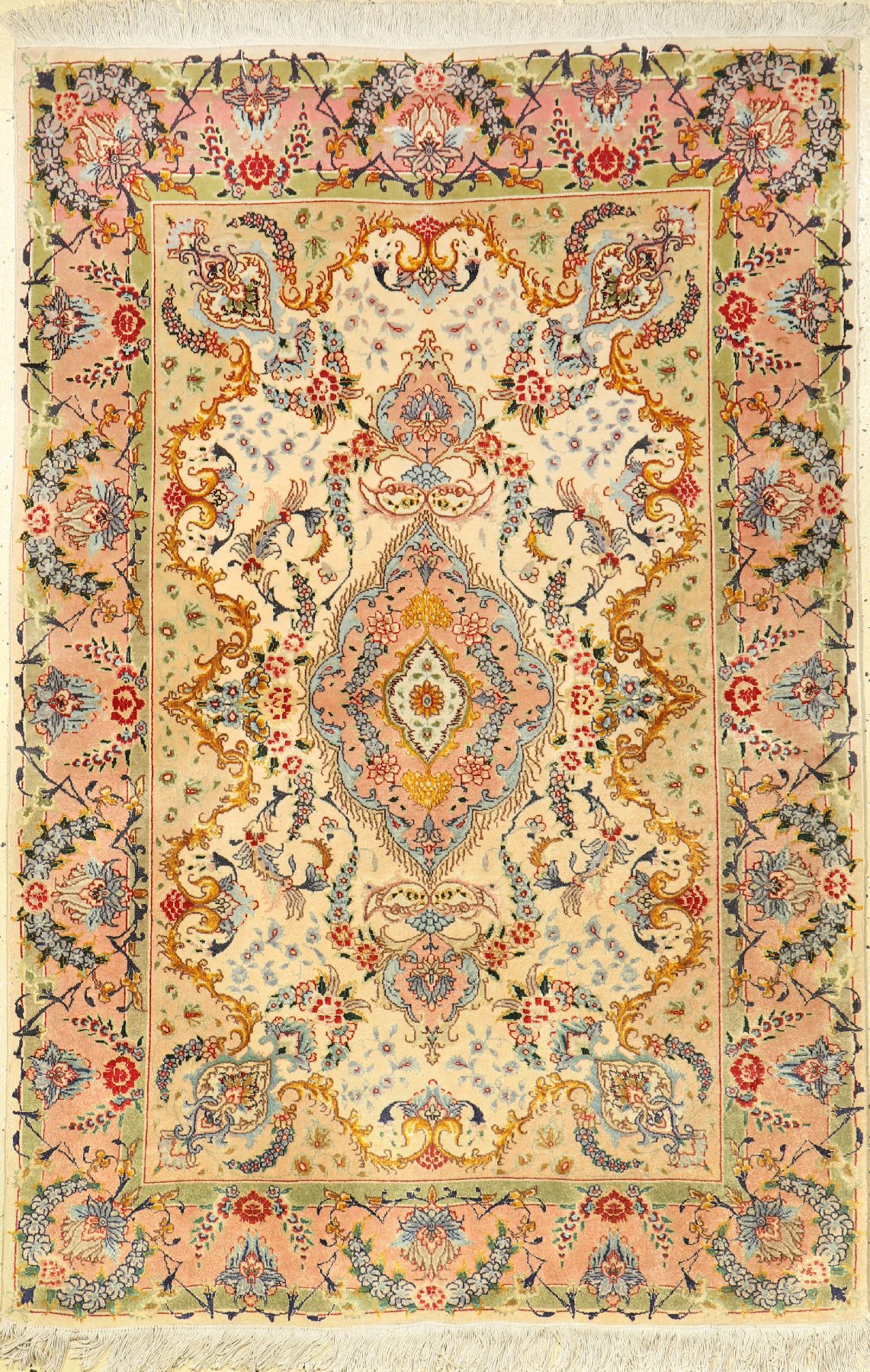 Täbriz alt, Persien, ca. 40 Jahre, Korkwolle mit Seide, ca. 154 x 103 cm, EHZ: 2-3