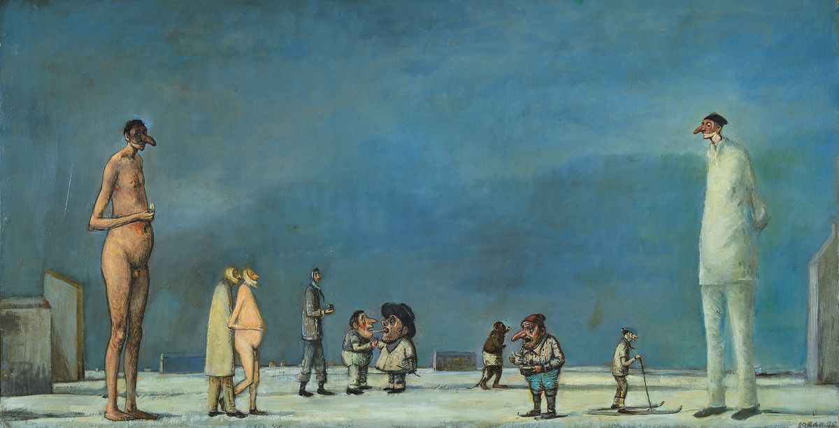Goran Djurovic, geb. 1952, "Winter", Öl/Holz, rechts unten signiert, ca. 42x82cm,R.