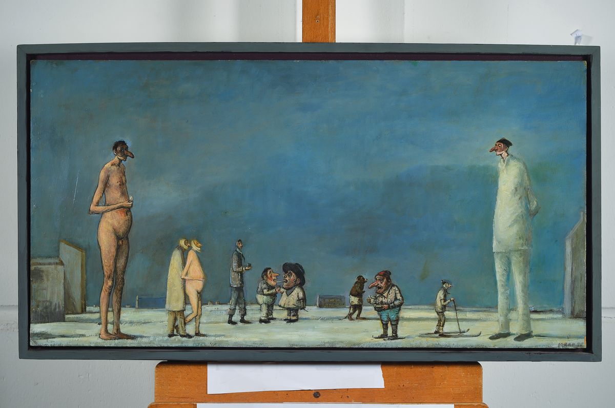 Detail k: Goran Djurovic, geb. 1952, "Winter", Öl/Holz, rechts unten signiert, ca. 42x82cm,R.