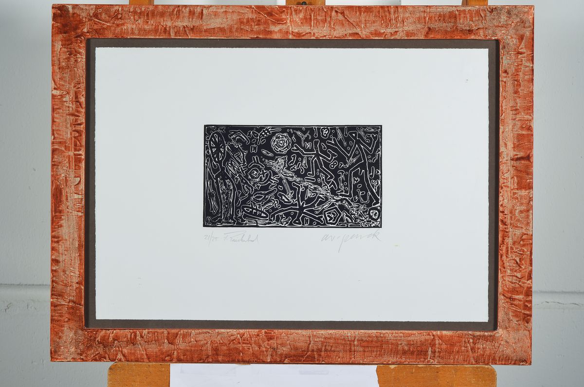 Detail k: A.R. Penck, 1939-2017, Radierung, handsigniert und num. 21x25cm, ca. 13x22.5cm, Blattgr. ca. 35x50cm, u.Gl., R.