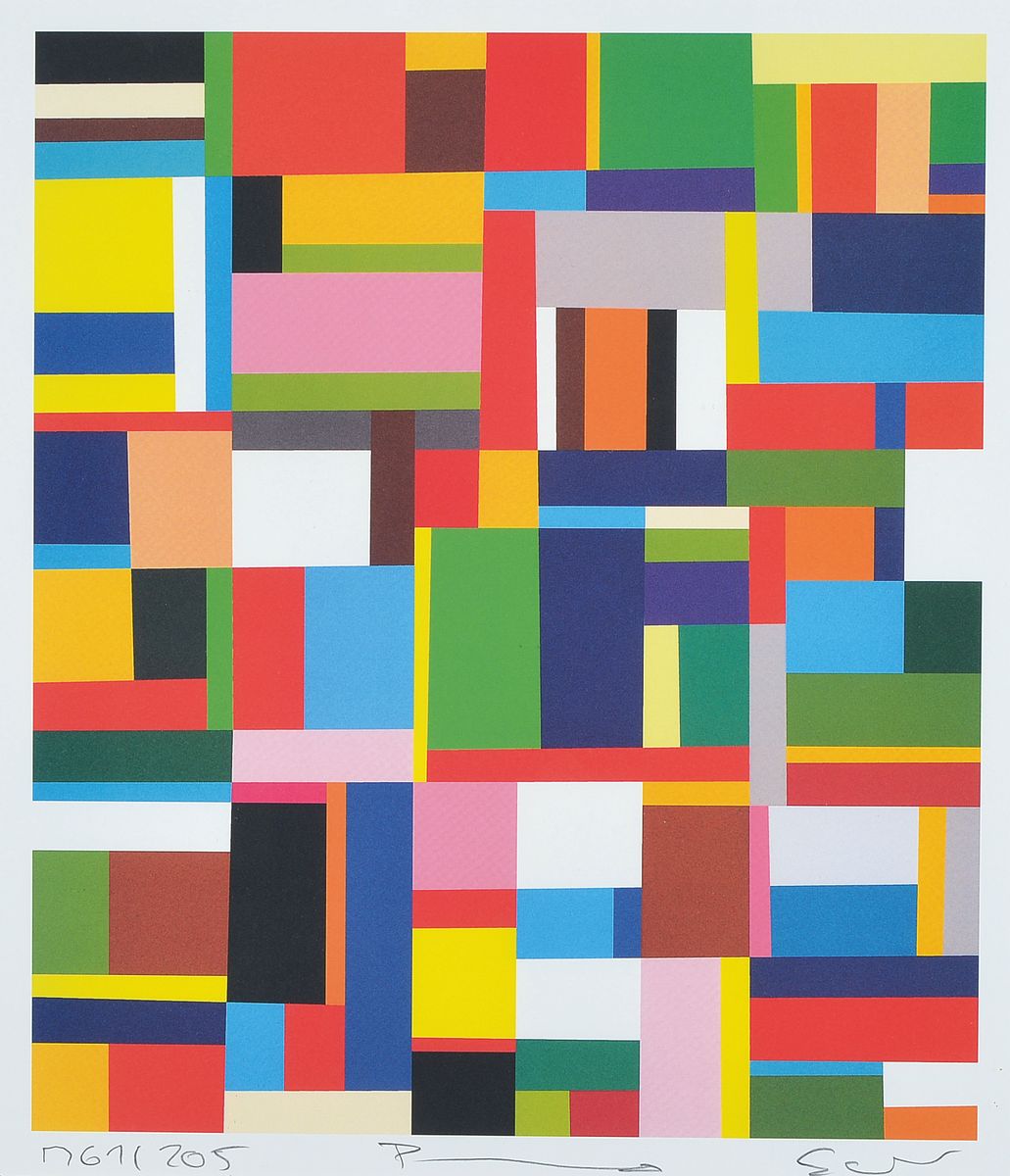 Richard Schur, geb. 1971 München, Studium an der Akademie München, hier: Ohne Titel, Farbserigraphie, handsigniert, num. M 61/205, ca. 38x33cm, ...
