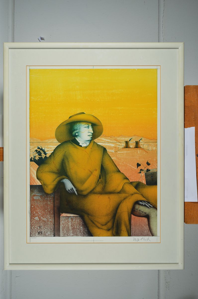 Detail k: Paul Wunderlich, 1927-2010, 2 Farblithos: Goethe in der Campagna, signiert, num. 151/ 1200, ca. 60x45cm, PP, u.Gl., R. ca. 81x64cm, Süßer Lorbeer, ...