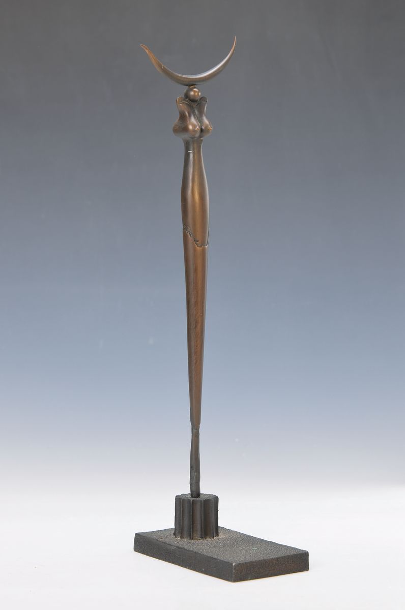 Paul Wunderlich, 1927-2010, Bronzeskulptur, große Mondsichelstele, signiert und num. 797/1250, Gießerstempel, ca. H. 40 cm