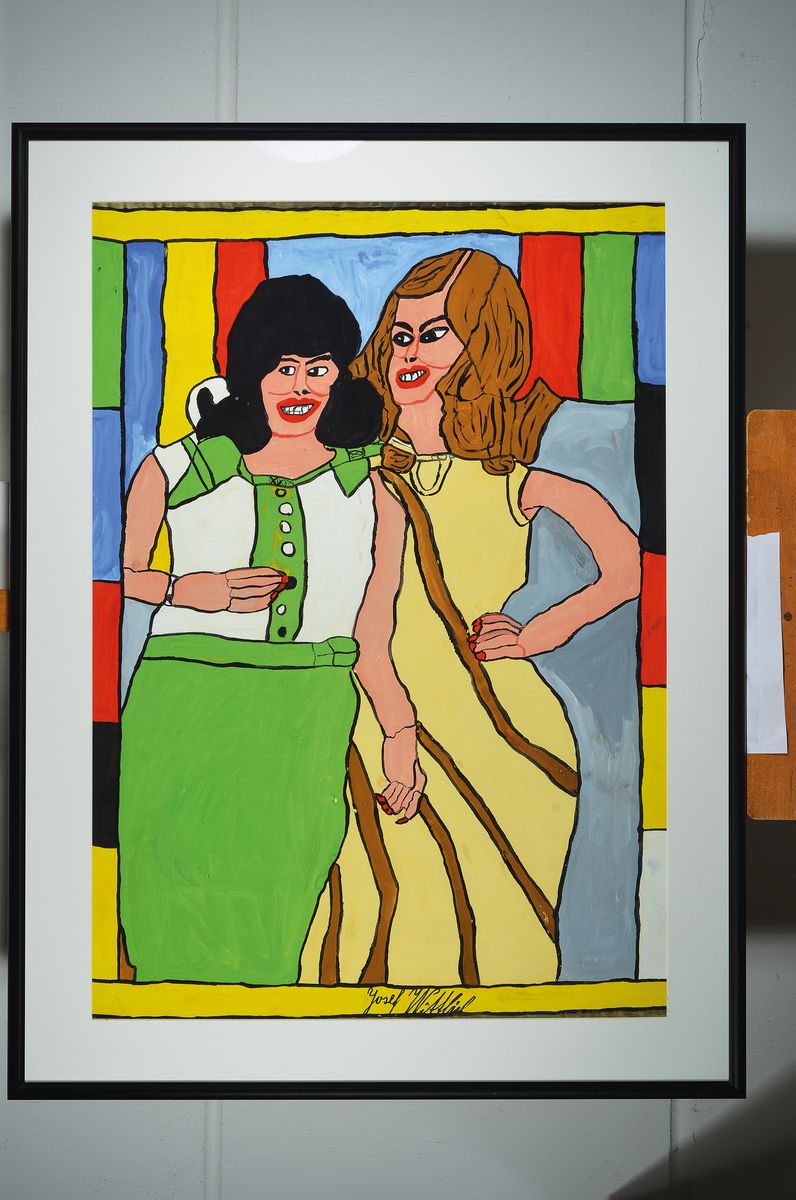 Detail k: Josef Wittlich, 1903 Glattbach/Westerwald - 1982 Höhr-Grenzhausen, zwei Frauen, signiert, Tempera/Papier, ca. 98 x 68 cm, unter Glas, Rahmen