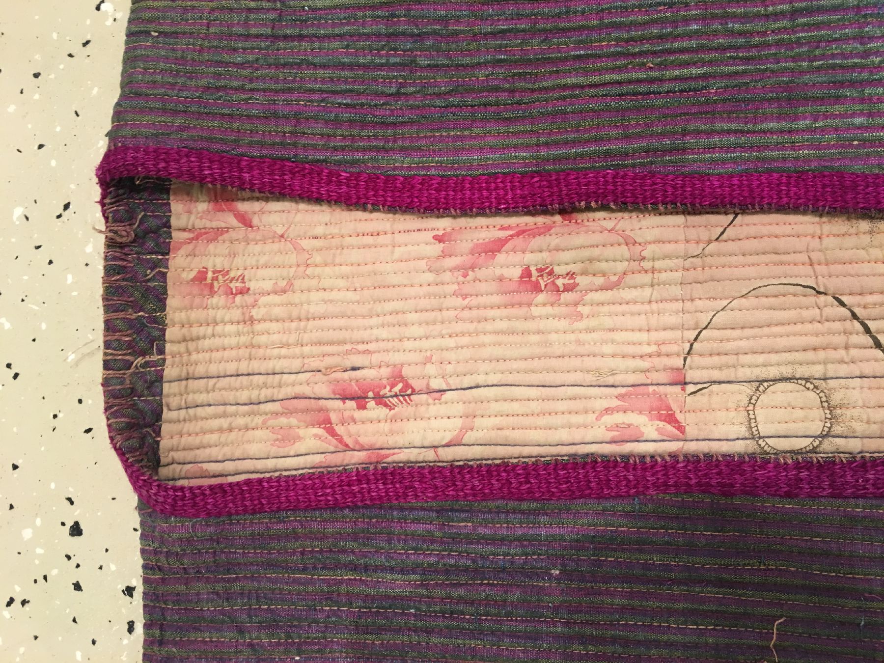 Detail e: Usbekischer Seiden "Mantel" antik, Usbekistan, Ende 19.Jhd., Seide/Baumwolle. Seltener Mantel mit Streifenmuster in grün und violett, ...