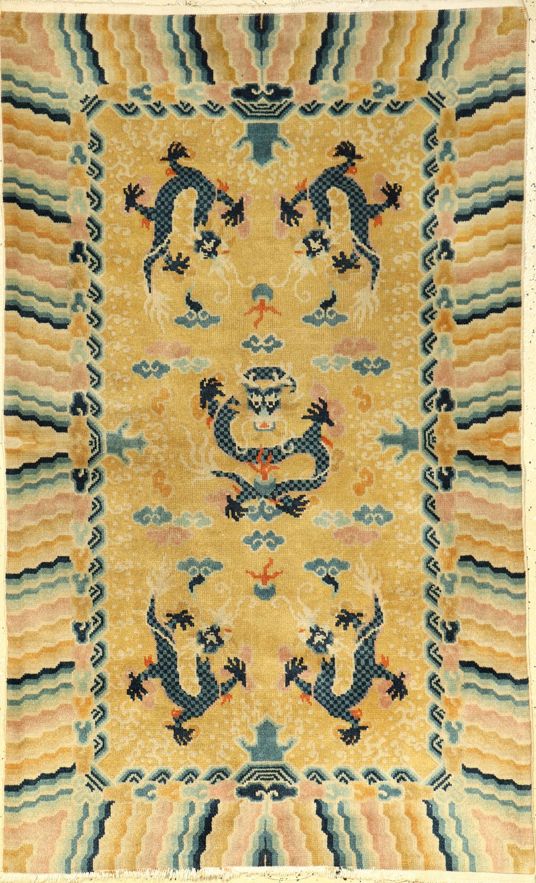 China Drachenteppich fein, China, Drachen, um 1950/1960, Wolle auf Baumwolle, ca. 154 x 95 cm, EHZ: 3