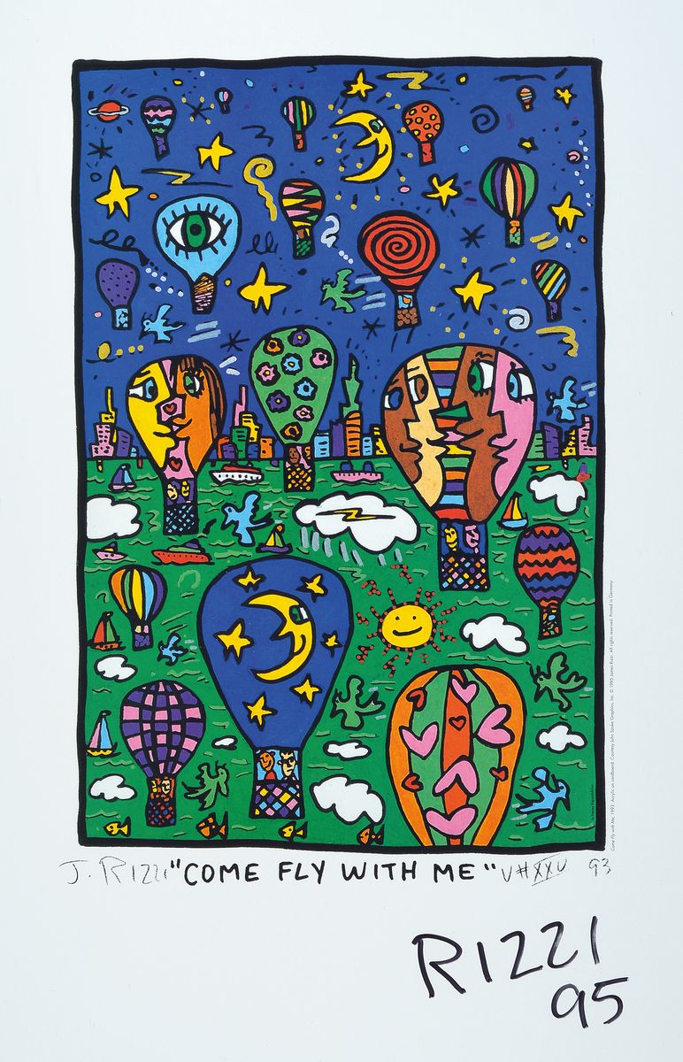 James Rizzi, 1950-2011 New York, Come fly with me, sign., num., dat., unter Glas gerahmt, Motiv ca. 46x30, gesamt ca. 74x54 cm