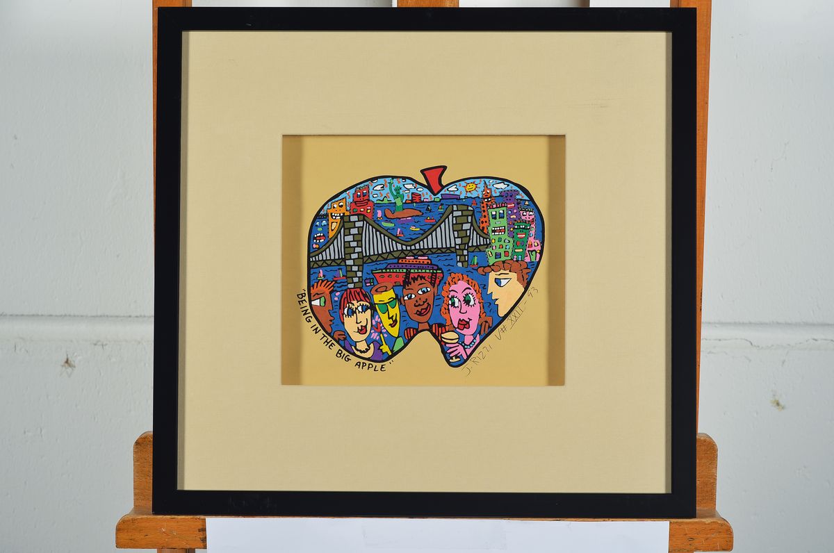 Detail k: James Rizzi, 1950-2011 New York, Mischtechnik auf Papier, Being in the Big Apple, handsign., num., dat. 93, unter Glas gerahmt, gesamt ca. 41x43,5 ...