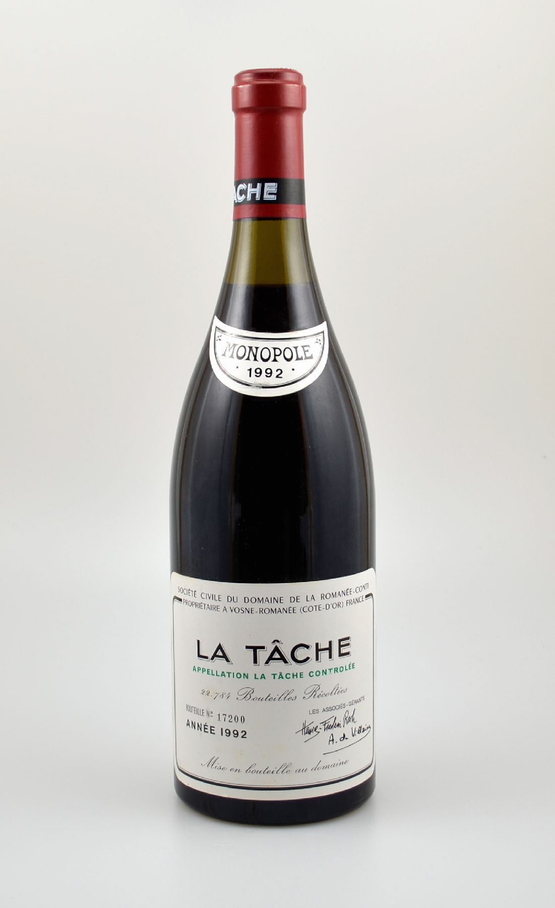 1 Flasche 1992 La Tache Grand Cru, Domaine de La Romanee-Conti, ca. 75 cl, 13 % Vol., Abstand zwischen Kapsel und Wein: ca. 1 cm, hervorragender ...