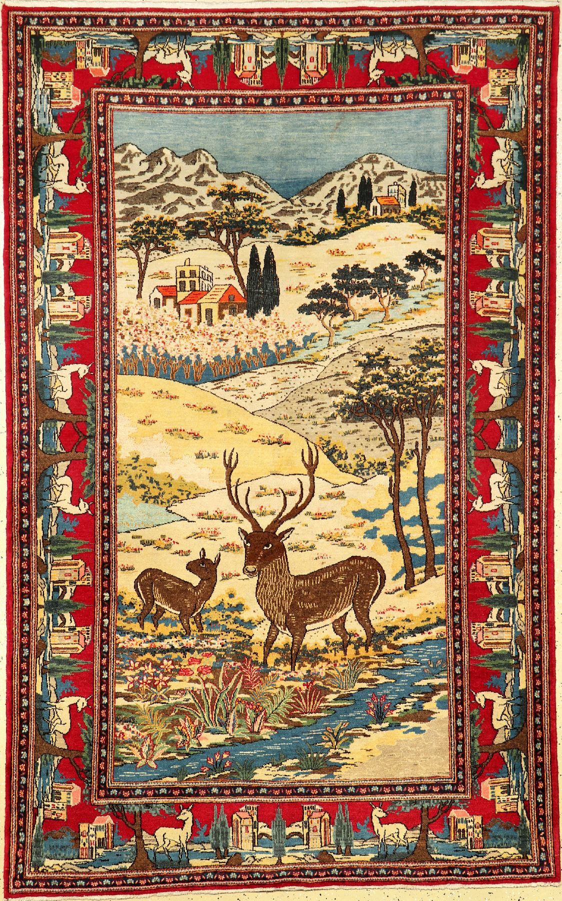 Keschan Kork (Bildteppich), alt, Persien, ca. 70 Jahre, Korkwolle, ca. 215 x 135 cm, dekorativ, EHZ: 2