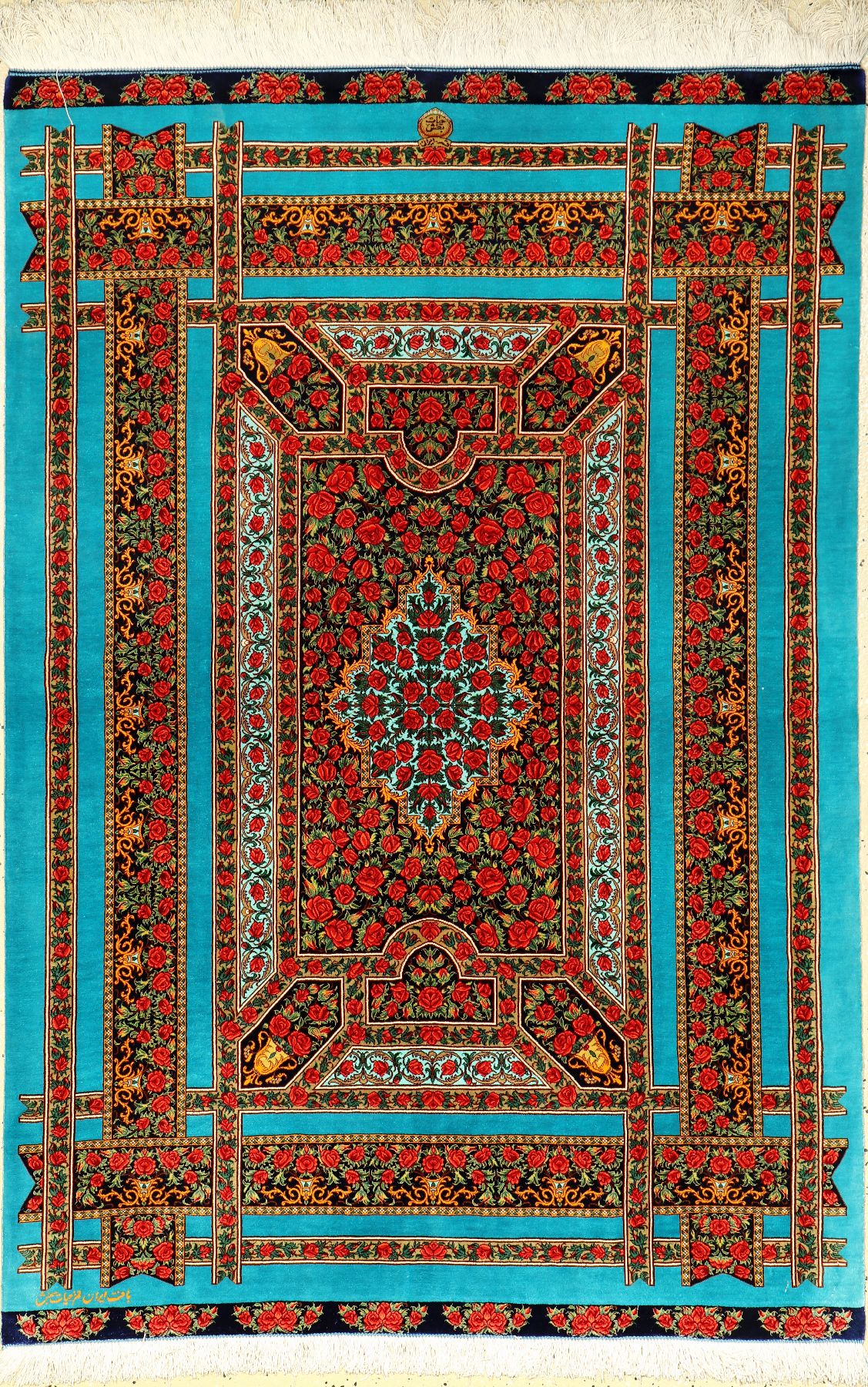 Sehr feiner Seiden Ghom "HayatBakhsch" (Signiert) "Farsh Tu Farsh Design", Persien, ca. 10 Jahre alt, reine Naturseide, ca. 152 ...