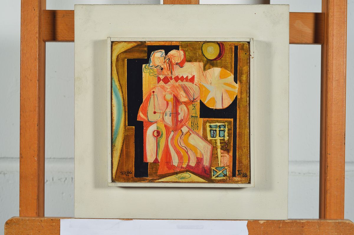 Detail k: Fritz Jarchov, 1934 Eutin-1983 Heidelberg, Mama Cardina, Acryl/Spanplatte, monogr. und dat. 66, ca. 19x19cm, R.