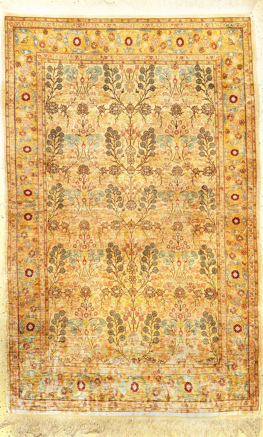 Seiden Hereke alt (Signiert), Türkei, um 1960, reine Naturseide, ca. 165 x 106 cm, feine Qualität, EHZ: 3