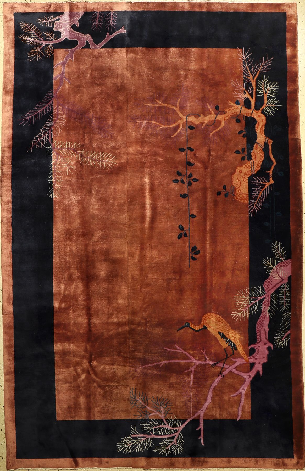 Peking antik, China, um 1900/1910, Korkwolle, ca. 350 x 225 cm, in der Länge verkürzt und fachmännisch zusamengesetzt, EHZ: 3.