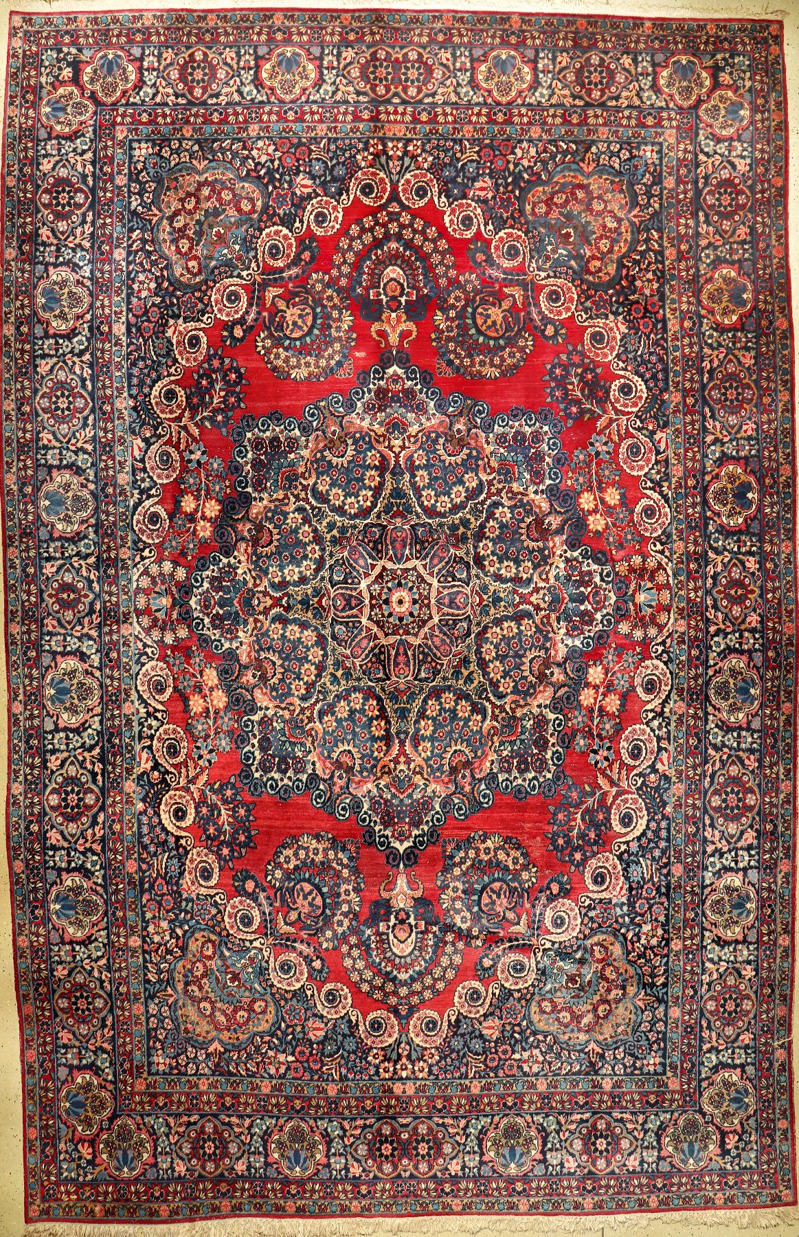 Großer Yazd alt, Persien, um 1930, Wolle auf Baumwolle, ca. 466 x 302 cm, edel und dekorativ, seltenes Format, EHZ: 3-4