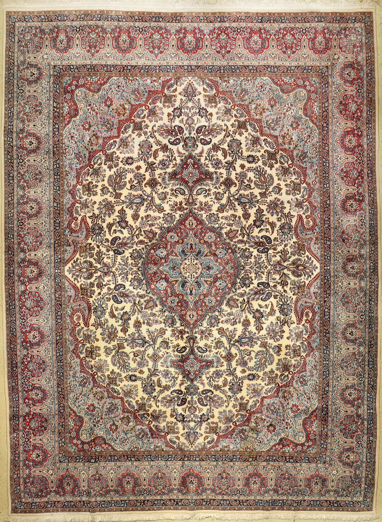 Yazd "Sherkat" alt, Persien, ca. 60 Jahre, Korkwolle, ca. 411 x 305 cm, gute Qualität, dekorativ, EHZ: 2