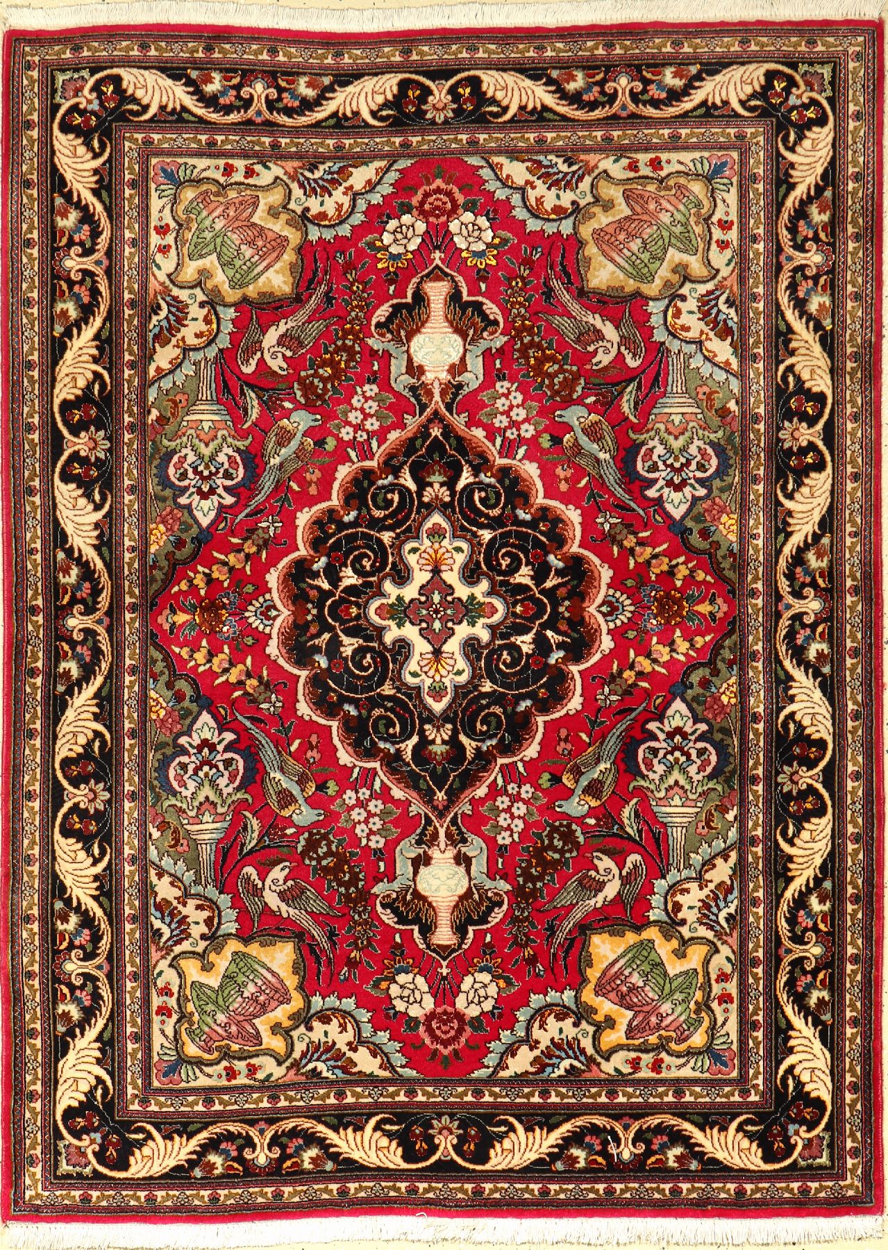 Täbriz fein, Persien, ca. 40 Jahre, Korkwolle mit Seide, ca. 150 x 110 cm, EHZ: 2,(gereinigt)