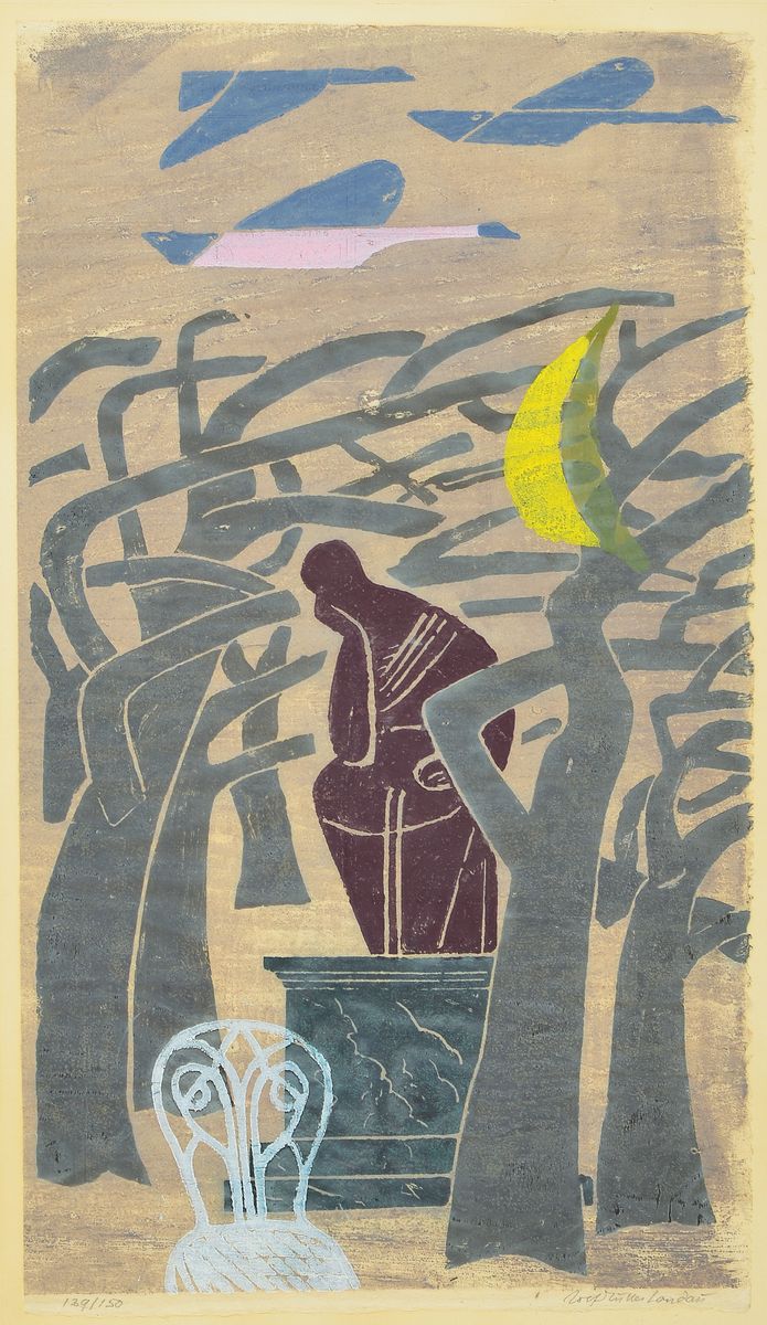 Rolf Müller-Landau, 1903-1956 Bad Bergzabern, Monotypie auf Papier, rechts unten signiert, links unten num. 129/150, ca. 48x26cm, u.Gl., R.