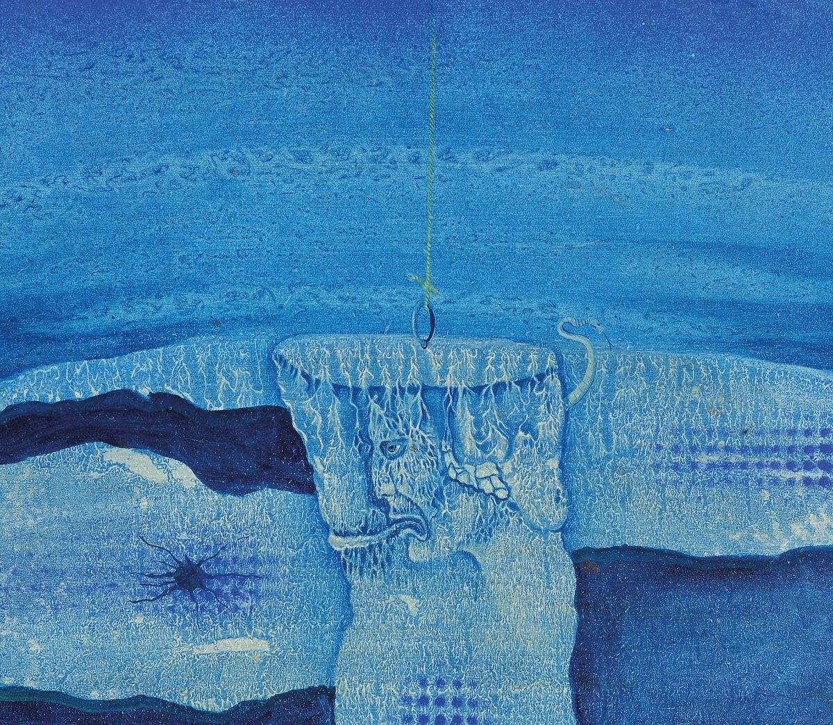 Werner Holz, 1948 Grünstadt-1991 Ludwigshafen, Der Stein der Weißen, Öl/Spanplatte, rückseitig signiert und betitelt, ca. 28x32cm, R. ca. ...