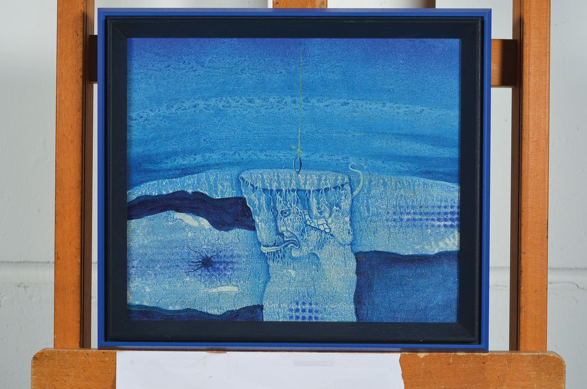 Detail k: Werner Holz, 1948 Grünstadt-1991 Ludwigshafen, Der Stein der Weißen, Öl/Spanplatte, rückseitig signiert und betitelt, ca. 28x32cm, R. ca. ...