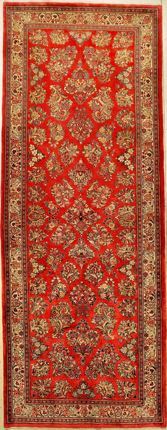 Seltener Sarogh "Kelley" alt, Persien, um 1950, Korkwolle, ca. 418 x 158 cm, seltenes Format, EHZ: 2 (fachkundig gereinigt), dekorativ.