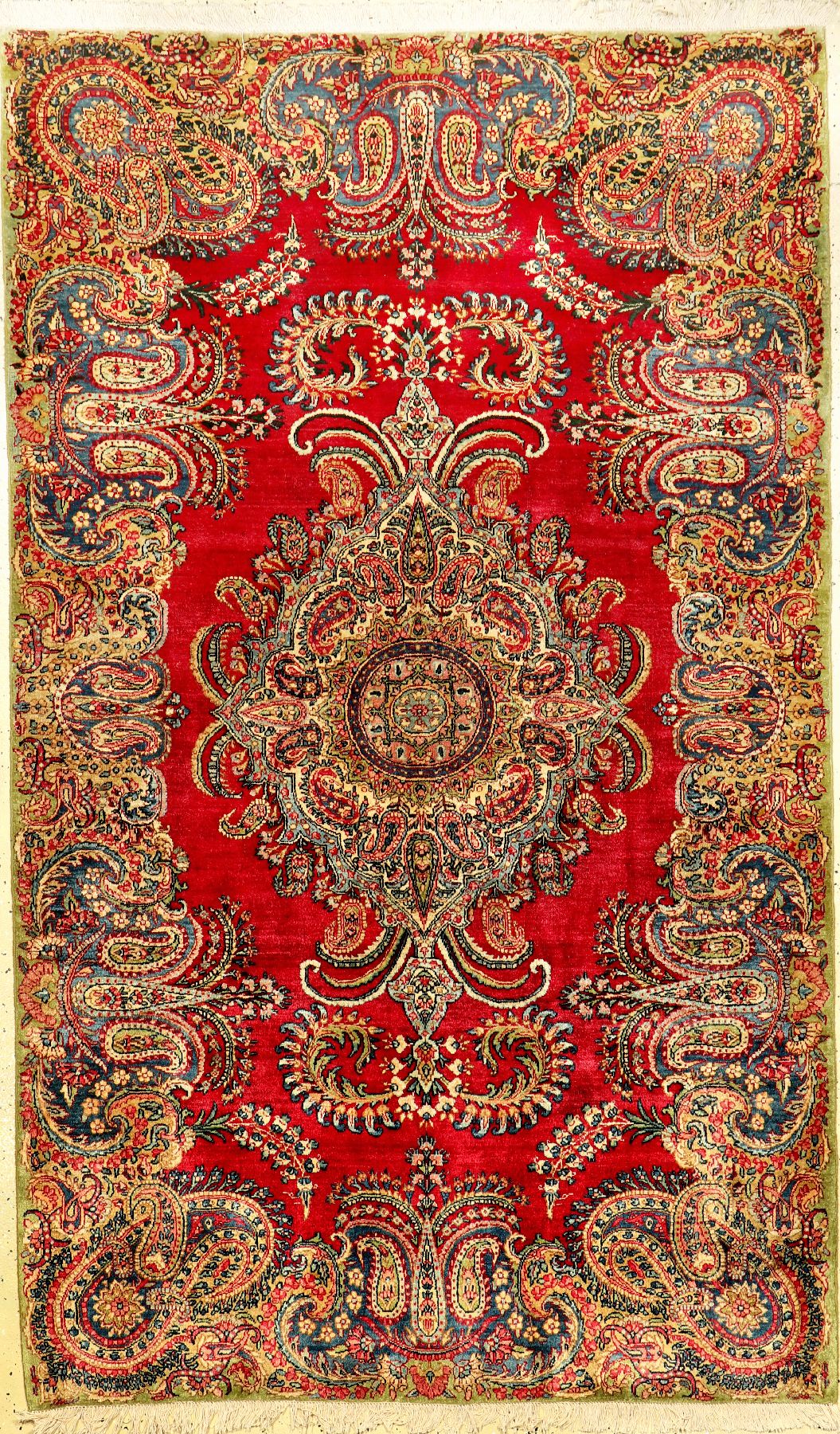 Kerman-Lawer alt (Us Re-Import), Persien, um 1930, Korkwolle, ca. 210 x 127 cm, EHZ: 2-3 (fachkundig gereinigt), schöne Farbkomposition, ...