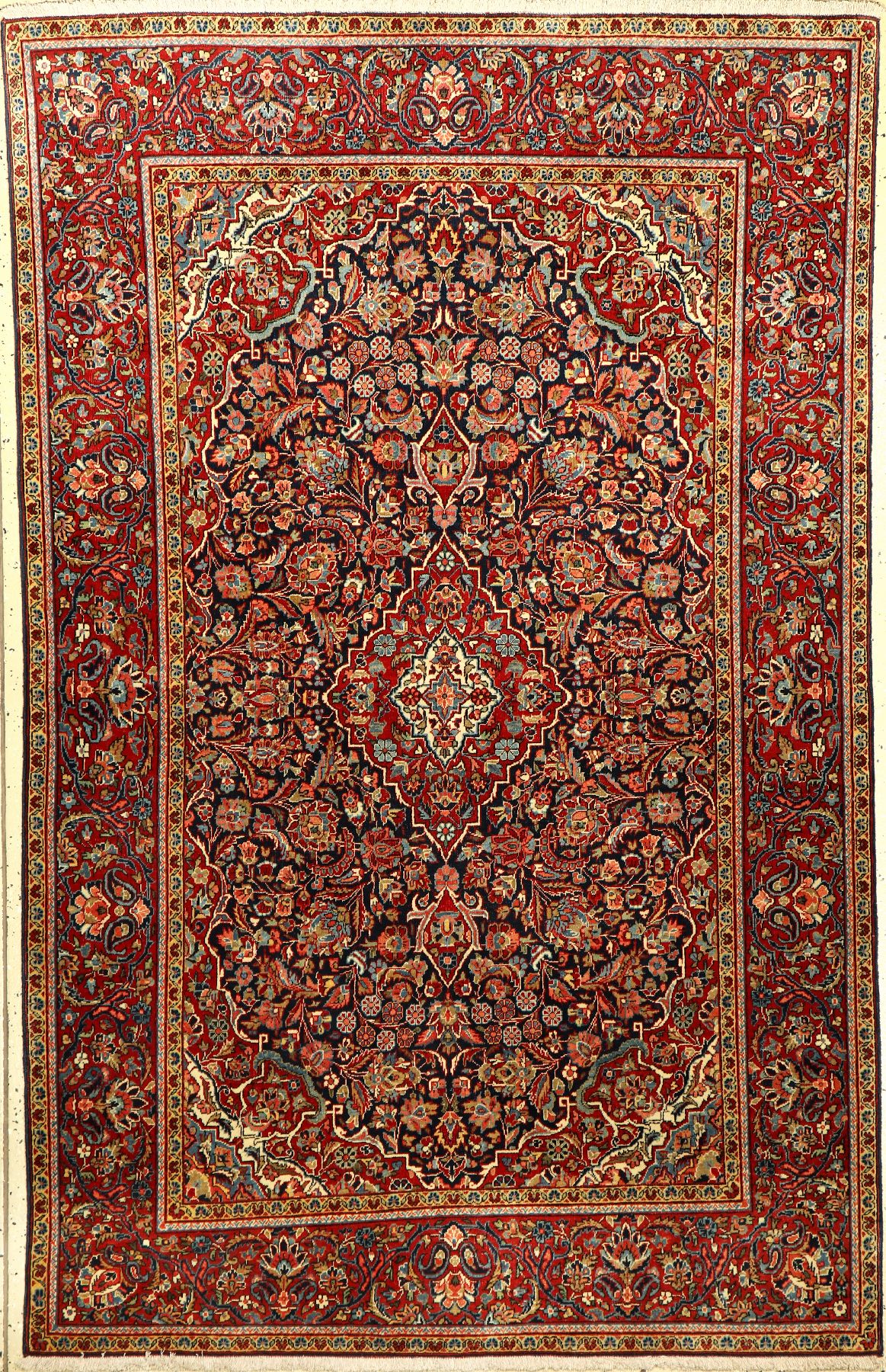 Feiner Keschan Kork alt, Persien, um 1930, Korkwolle, ca. 202 x 129 cm, EHZ: 2-3 (fachkundig gereinigt).