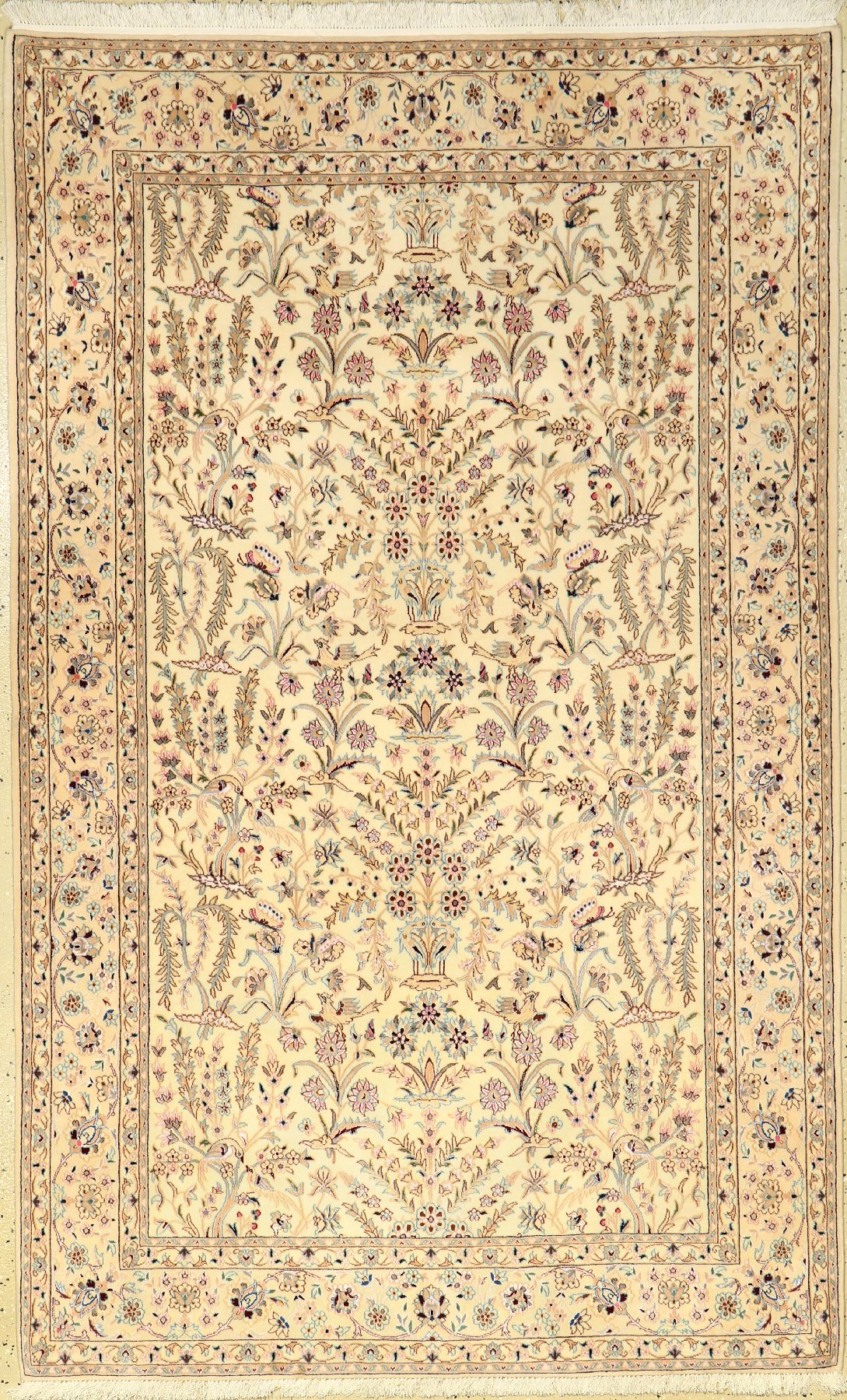 Nain fein (6LA), Persien, ca. 15 Jahre, Korkwolle mit Seide, ca. 208 x 130 cm, feine Qualität, edel und dekorativ, EHZ: 1-2 (fachkundig gereinigt).