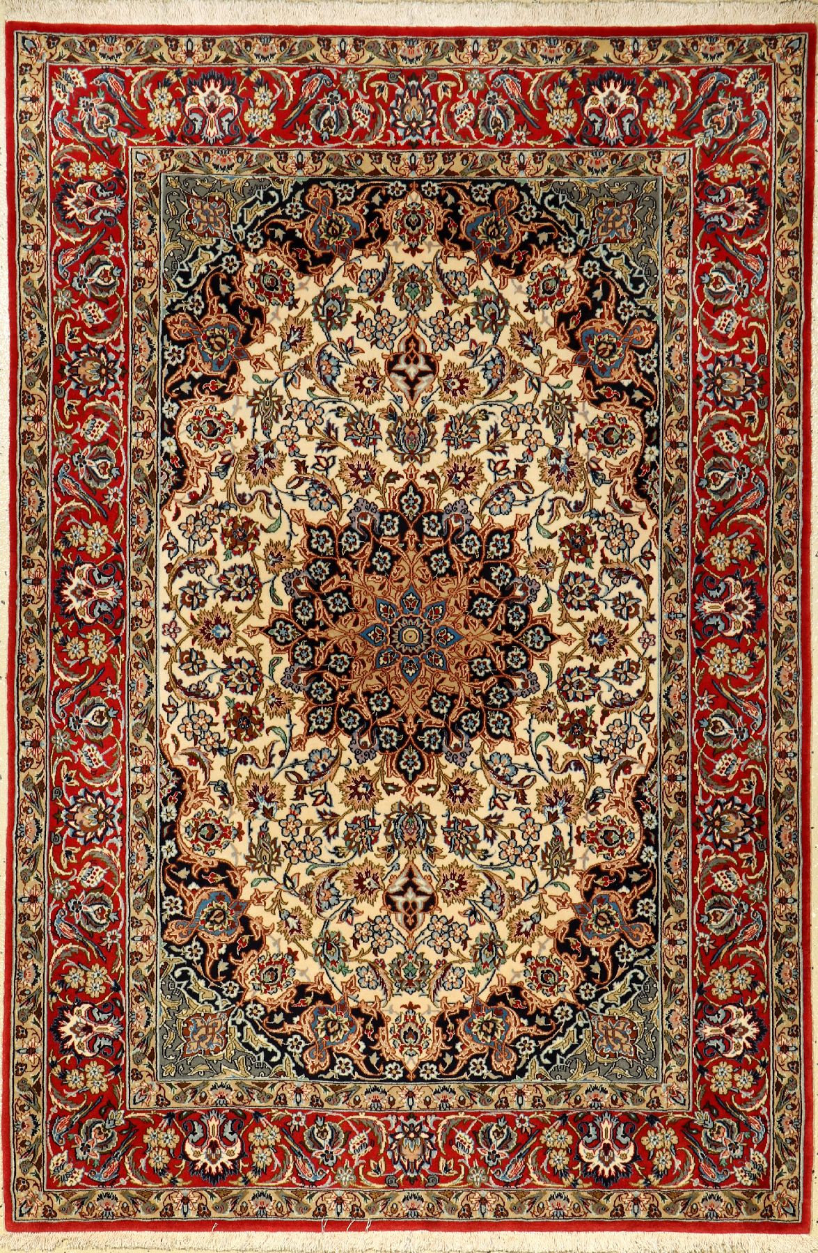 Feiner Esfahan, Persien, ca. 20 Jahre, Korkwolle mit und auf Seide, ca. 163 x 109 cm,ca. 1,0 Mio. Kn/qm, hochwertig, edel, EHZ: 1-2(fachkundig ...