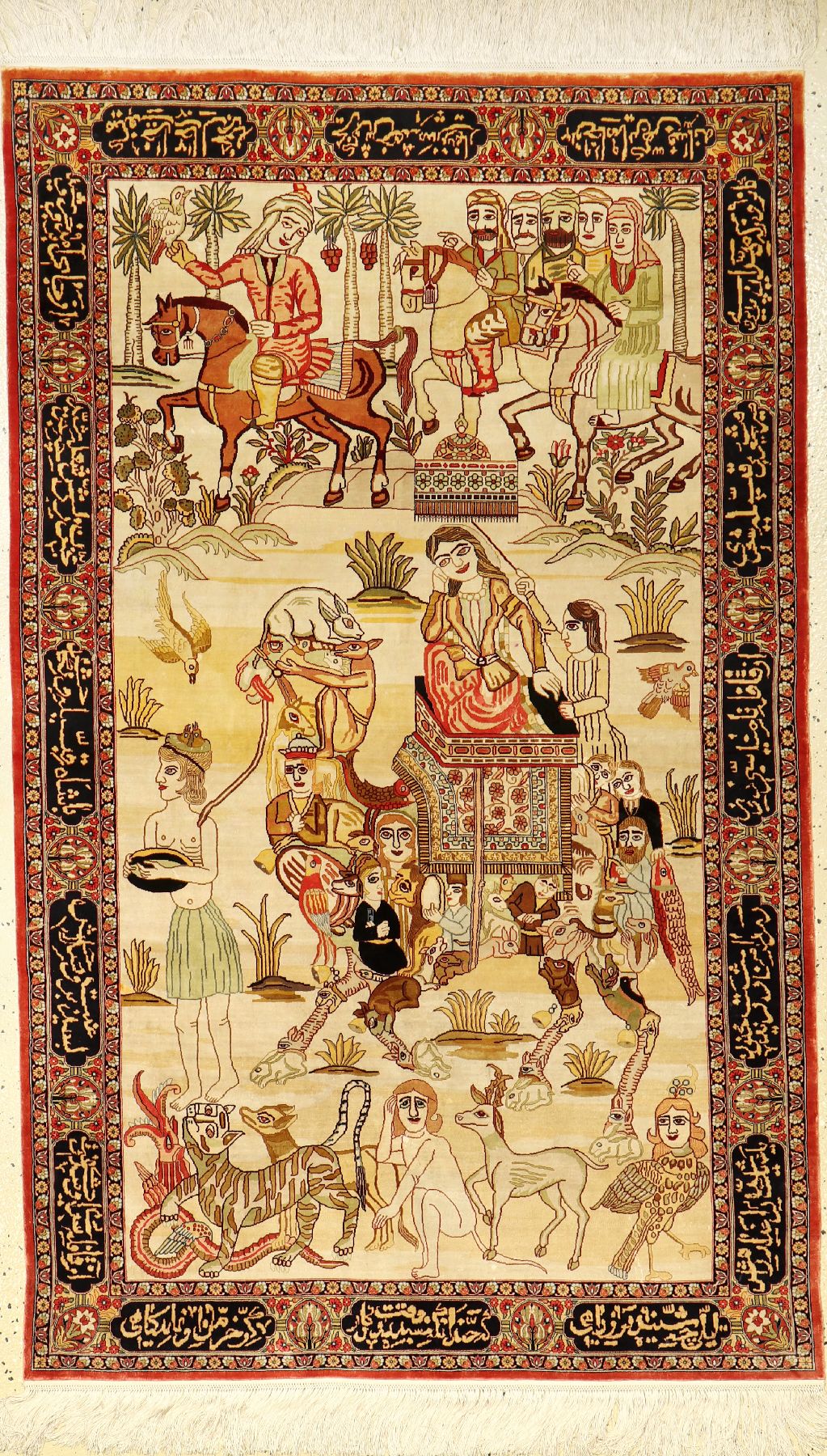 Sehr feiner Seiden Hereke "12 x 12 Knüpfung" (Königin von Ethiopen), China, ca. 30 Jahre alt, reine Naturseide, ca. 154 x 94 cm, EHZ: 2. ...