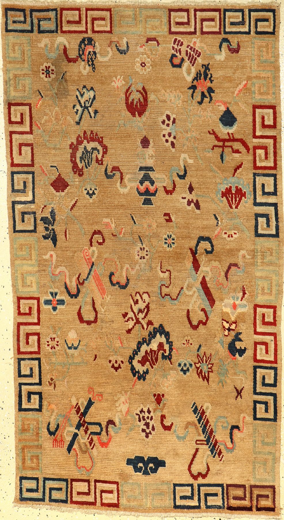Khaden antik, Tibet, Ende 19.Jhd., Wolle auf Baumwolle, ca. 150 x 81 cm, EHZ: 4, selten
