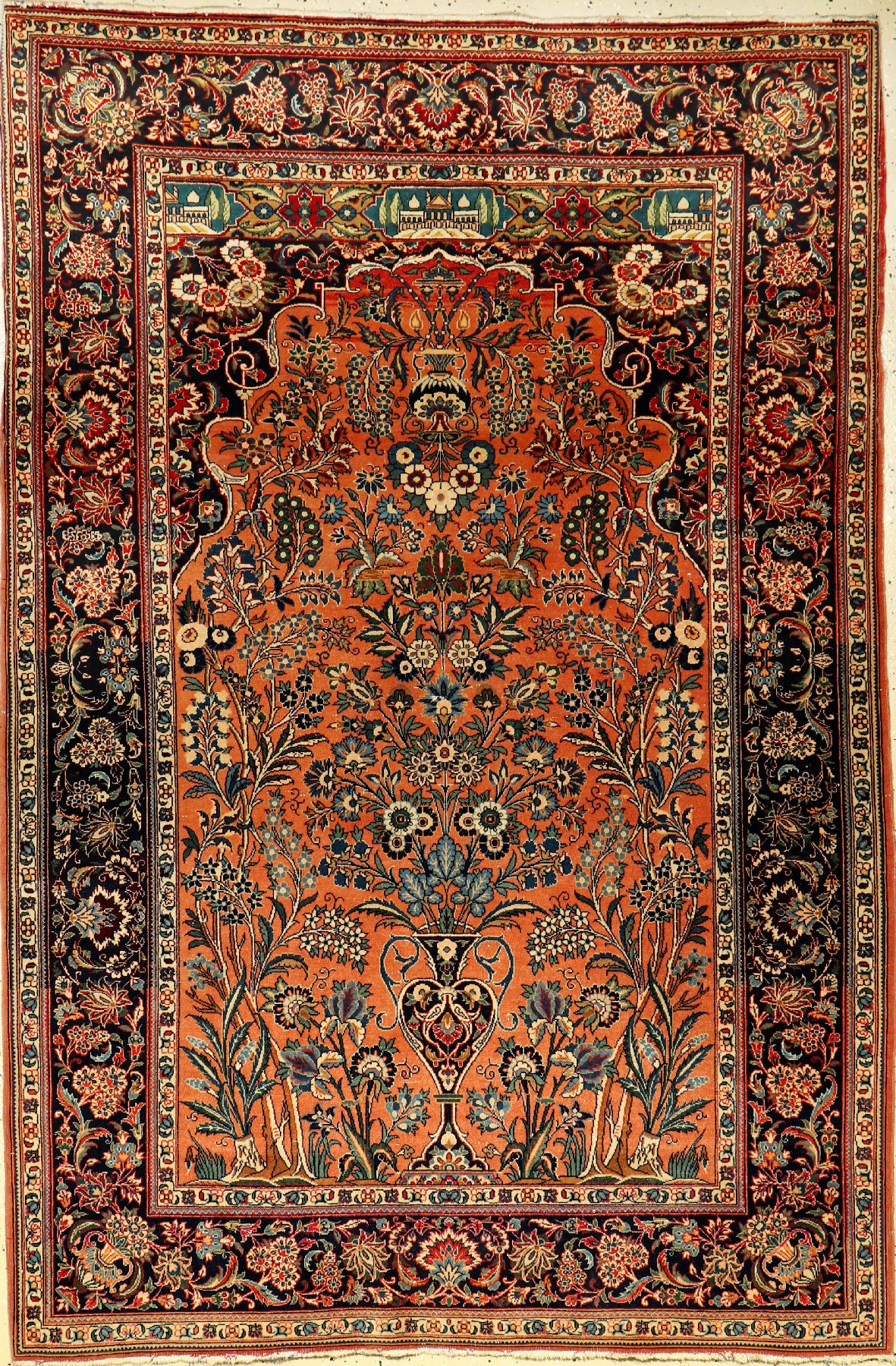 Feiner Keschan Kork alt, Persien, um 1940, Korkwolle, ca. 202 x 135 cm, EHZ: 2-3